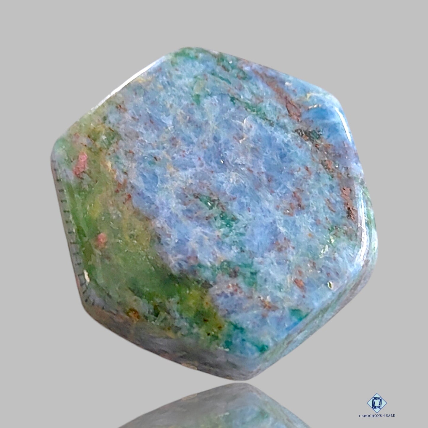 Cabujones hexagonales de cristal pulido de amazonita