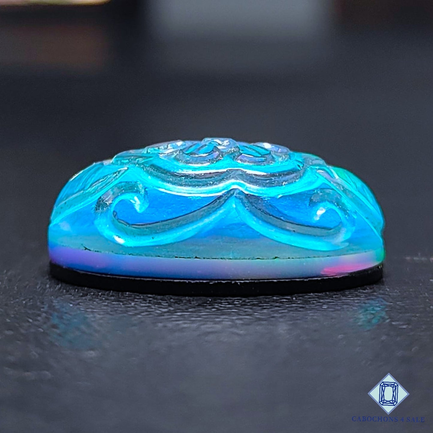 Aurora Opal + Crystal Quartz Doublet Gemstone Oval Carvings 21*15*9mm available for sale