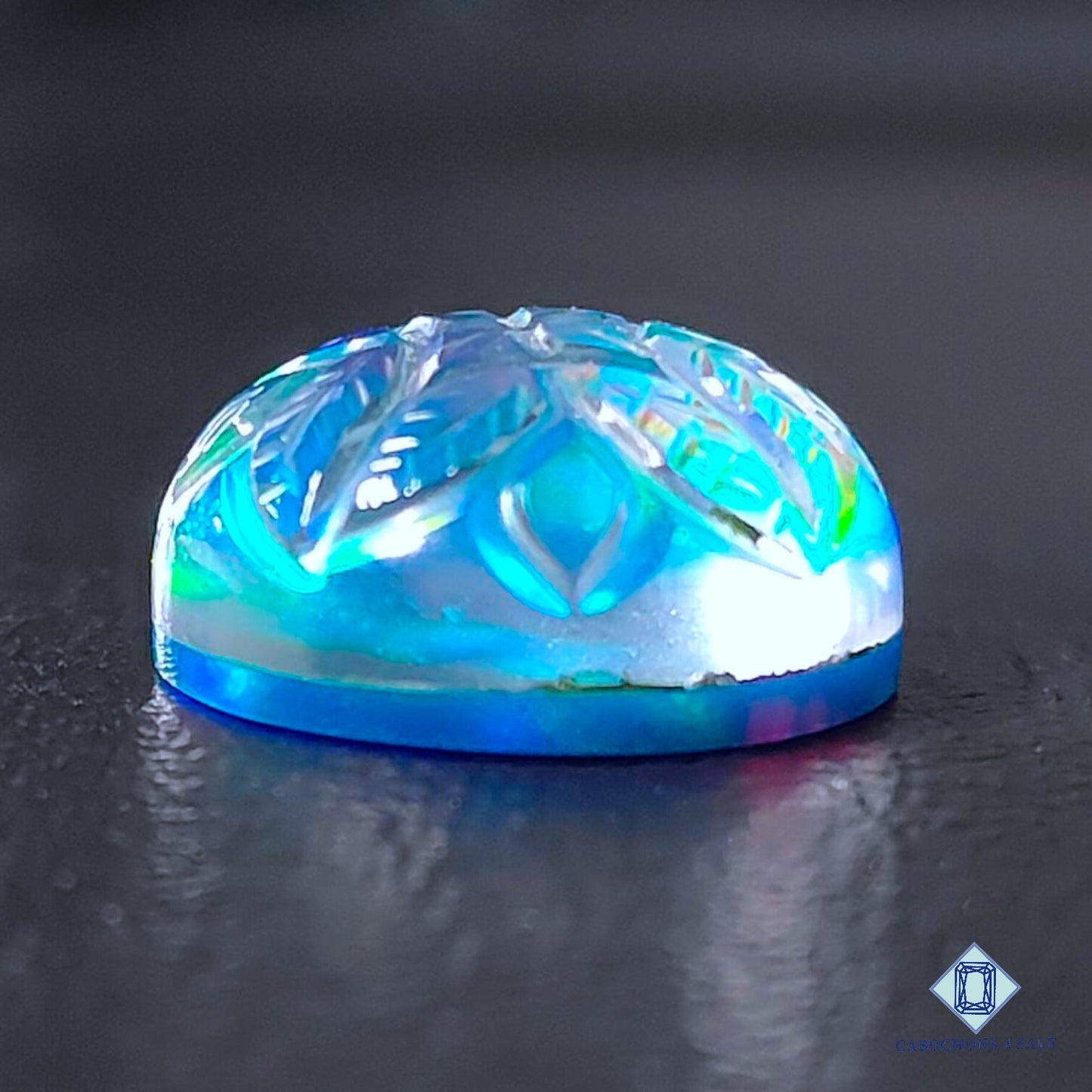 Aurora Opal + Crystal Quartz Doublet Gemstone Round Doublets 15*7mm available for sale