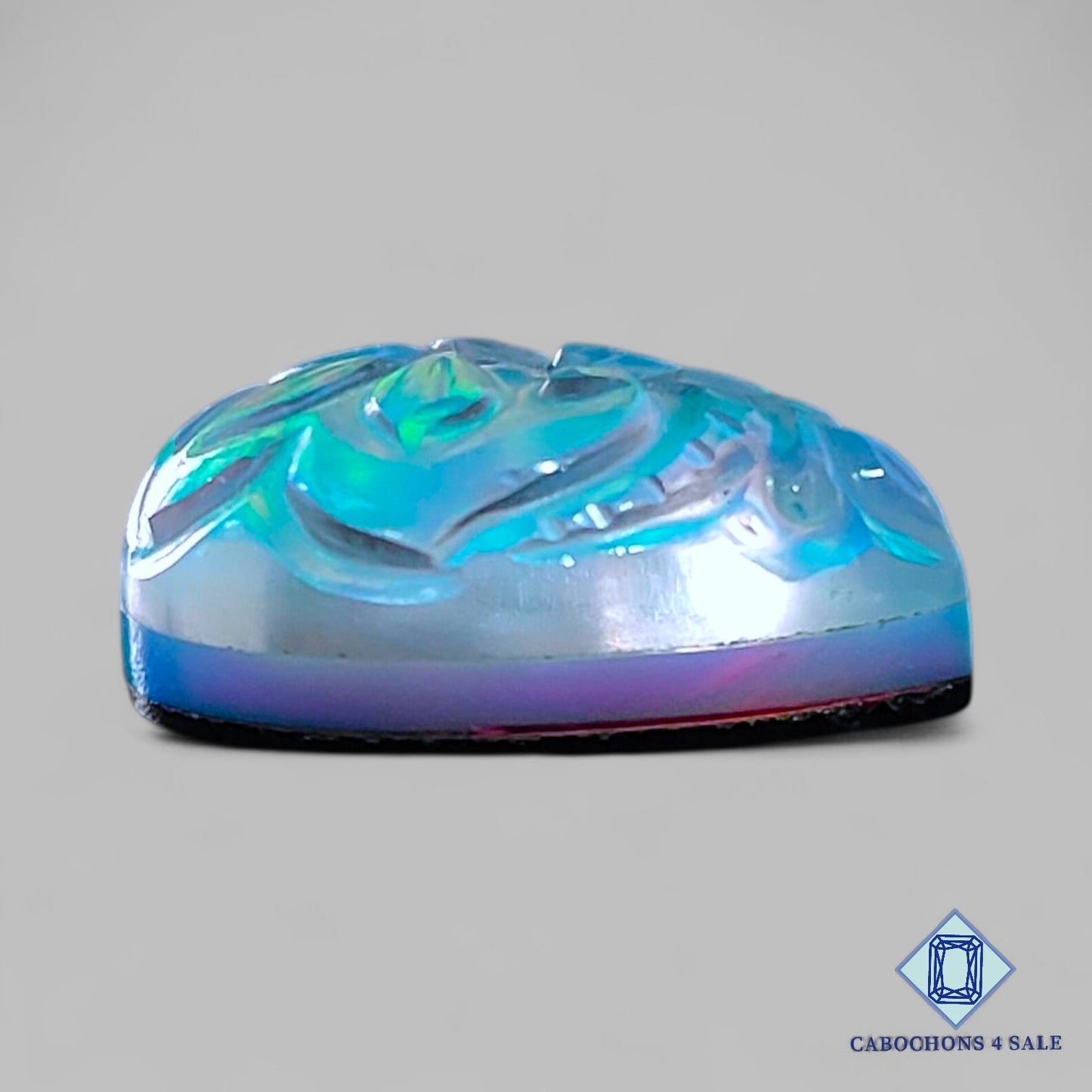 Aurora Opal + Crystal Quartz Doublet Gemstone Pear Carvings 19*15*8mm available for sale