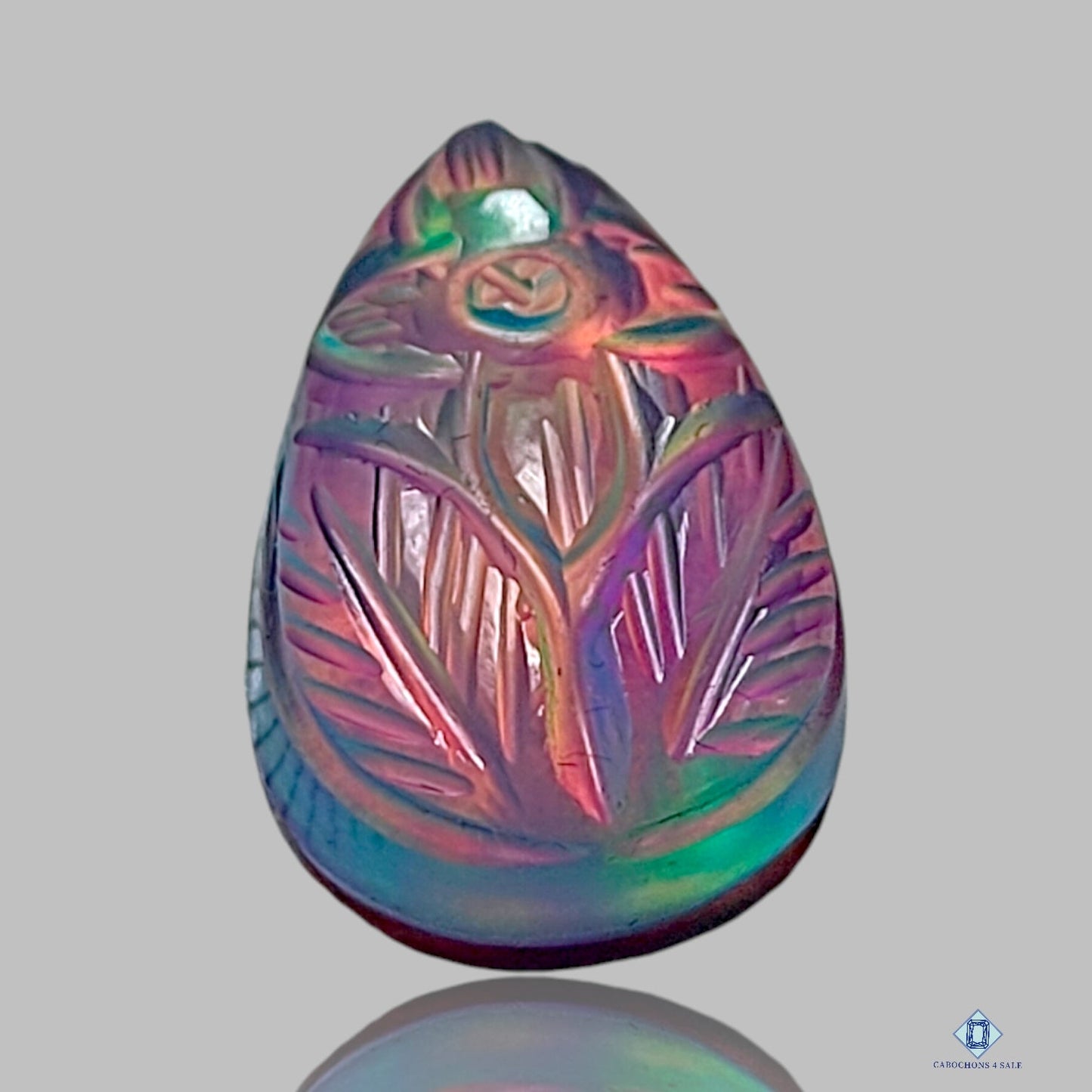 Aurora Opal + Crystal Quartz Doublets Pear Carvings