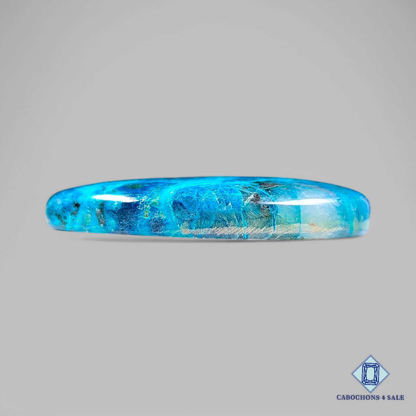 Cabujones ovalados de azurita crisocola natural de 41 x 26 x 7 mm, de Perú, disponibles para la venta.