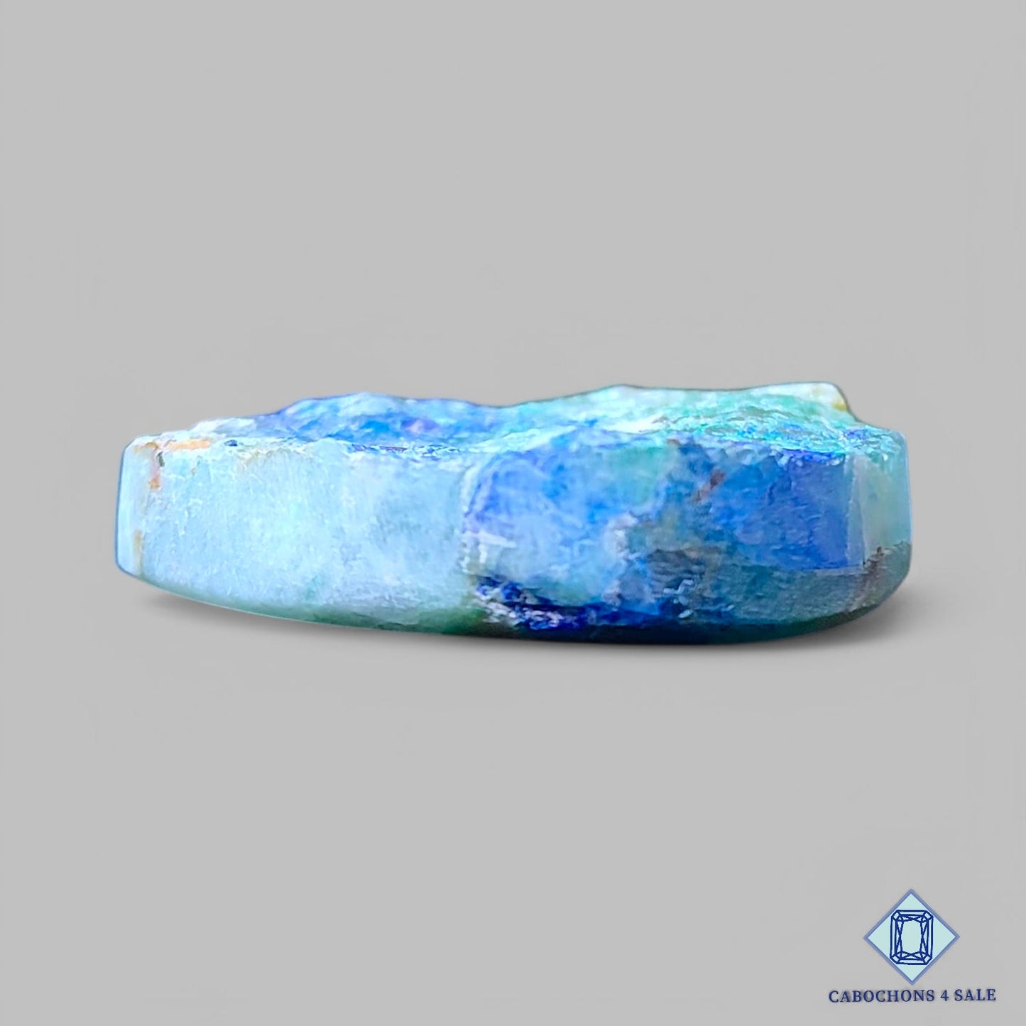 Piedra preciosa de azurita y malaquita natural en forma de pera drusa de 32 x 30 x 7 mm, procedente de la República Democrática del Congo, disponible para la venta.