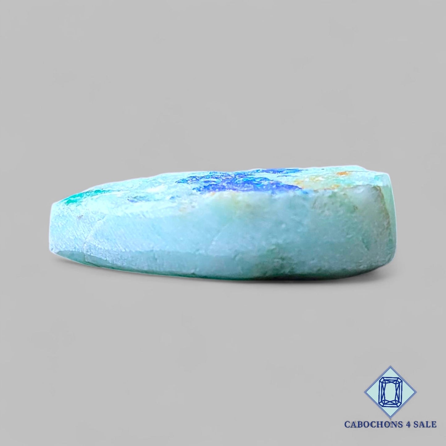 Piedra preciosa de azurita y malaquita natural en forma de pera drusa de 27 x 18 x 7 mm, procedente de la República Democrática del Congo, disponible para la venta.