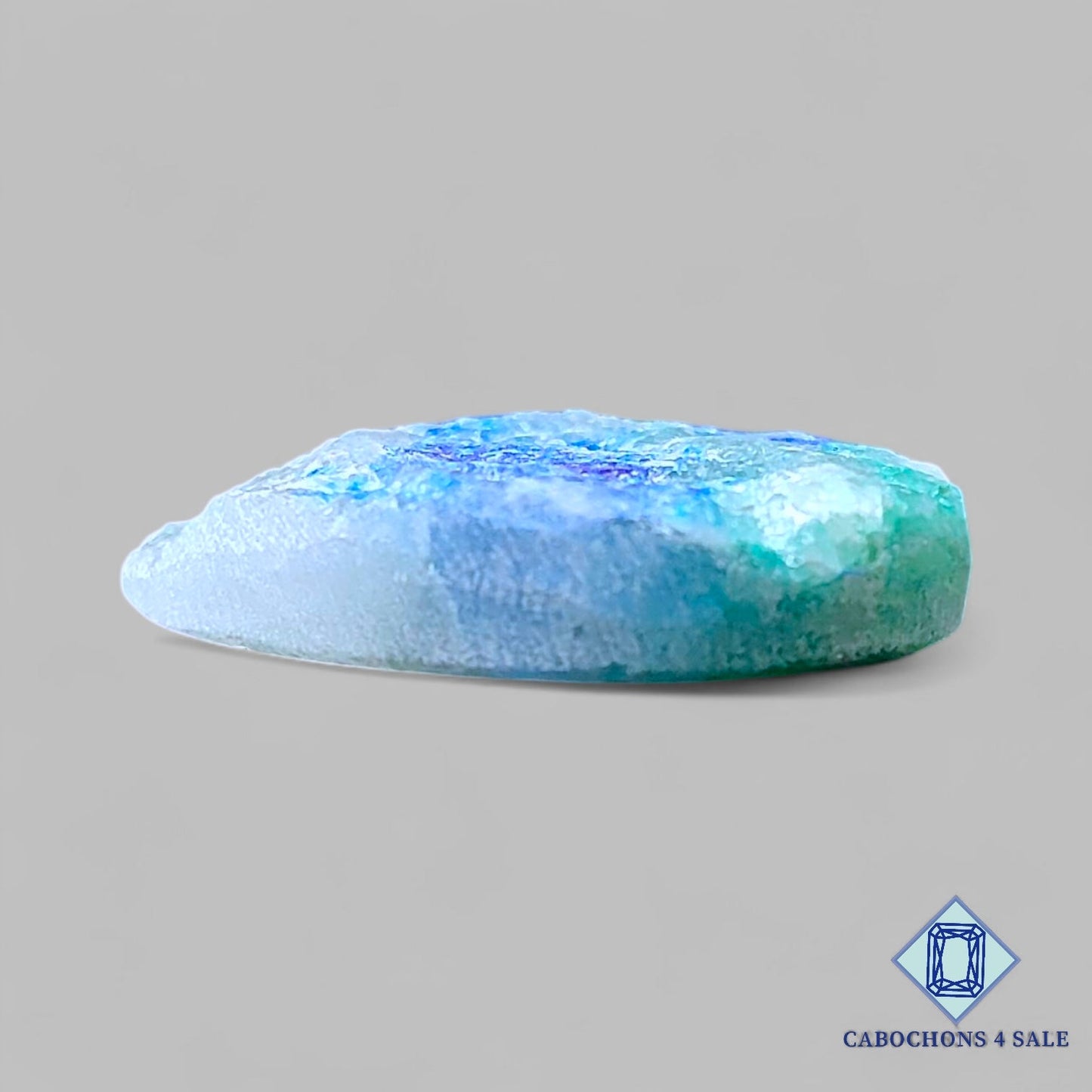 Piedra preciosa de malaquita azurita natural en forma de pera drusa de 26 x 19 x 6 mm, procedente de la República Democrática del Congo, disponible para la venta.