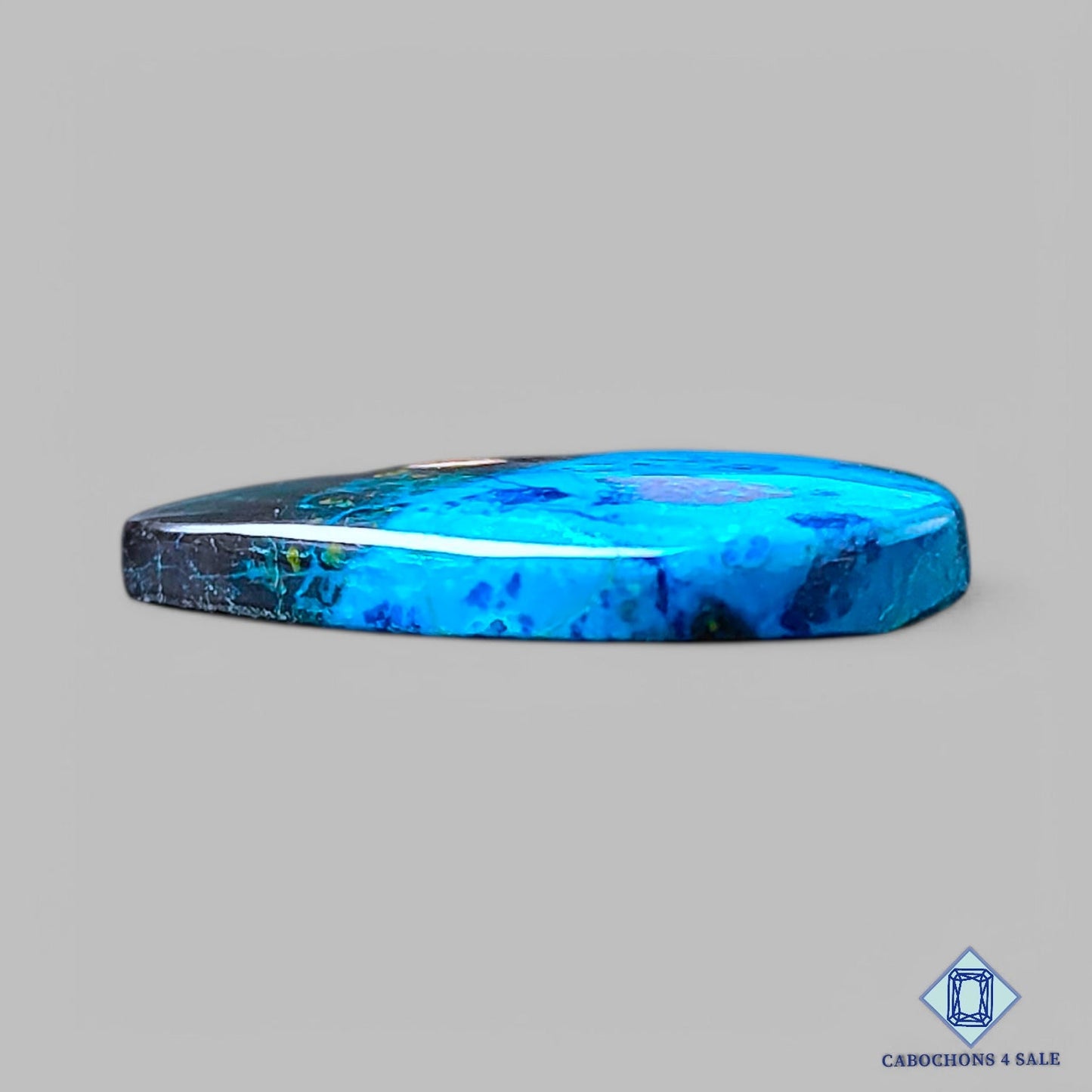 Cabujones de azurita shattuckita natural en forma de pera de 24 x 16 x 4 mm, procedentes de la República Democrática del Congo, disponibles para la venta.