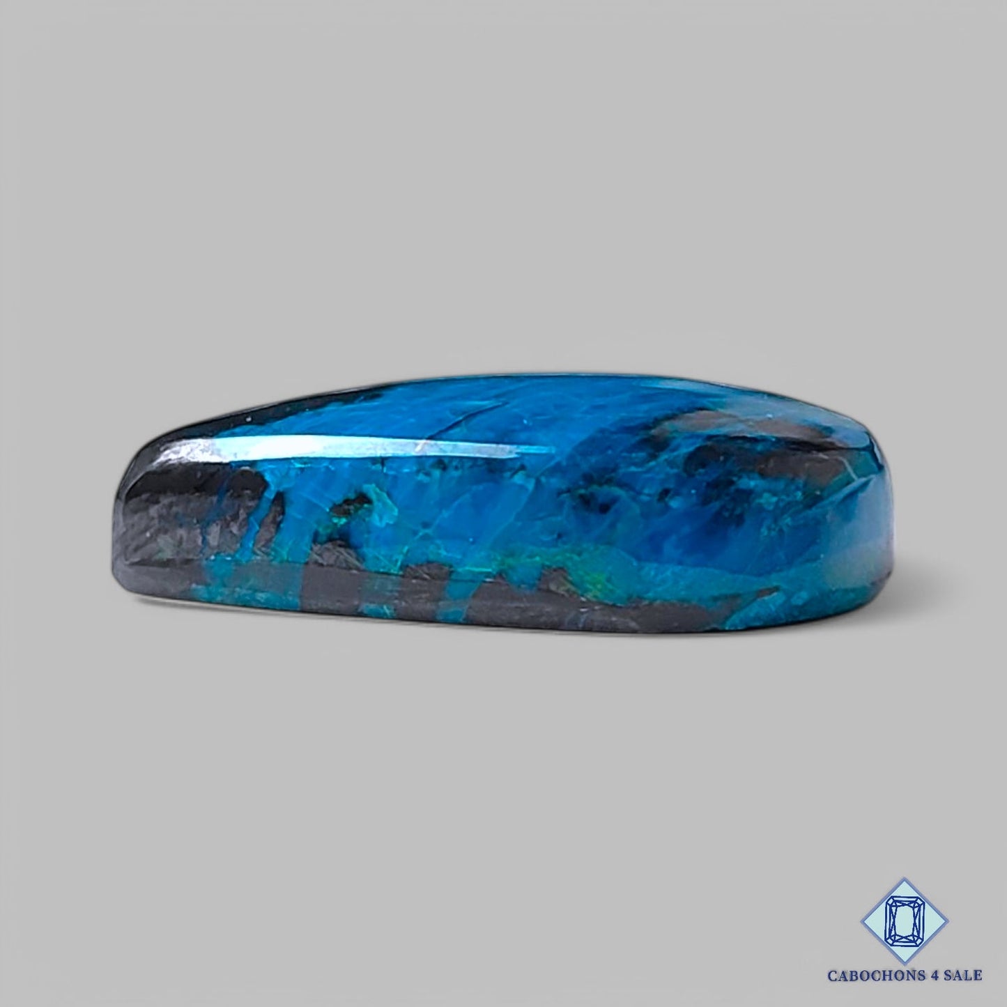 Natural Azurite with Gunmetal Gemstone Pear Cabochons 22*17*6mm from Namibia available for sale