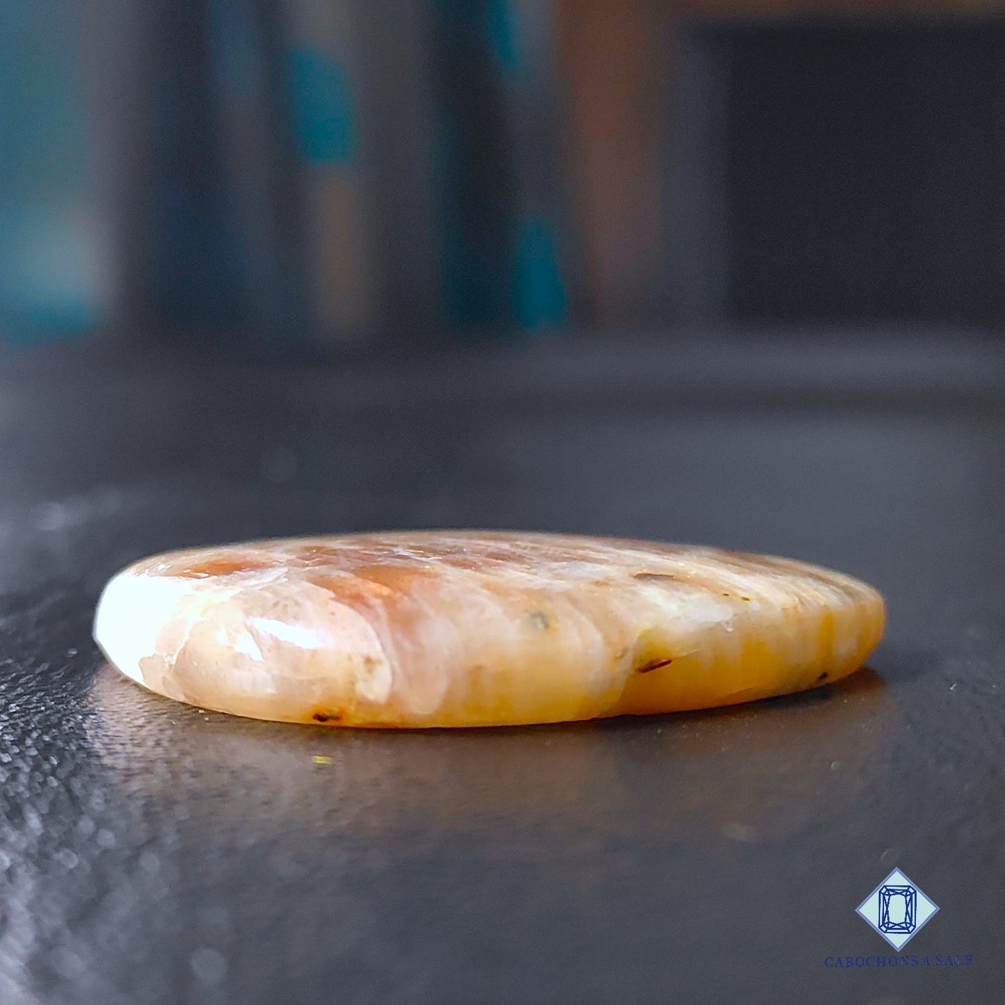 Natural Belomorite (Moonstone with Sunstone) Gemstone Pear Cabochons 40*38*6mm from Sri Lanka available for sale