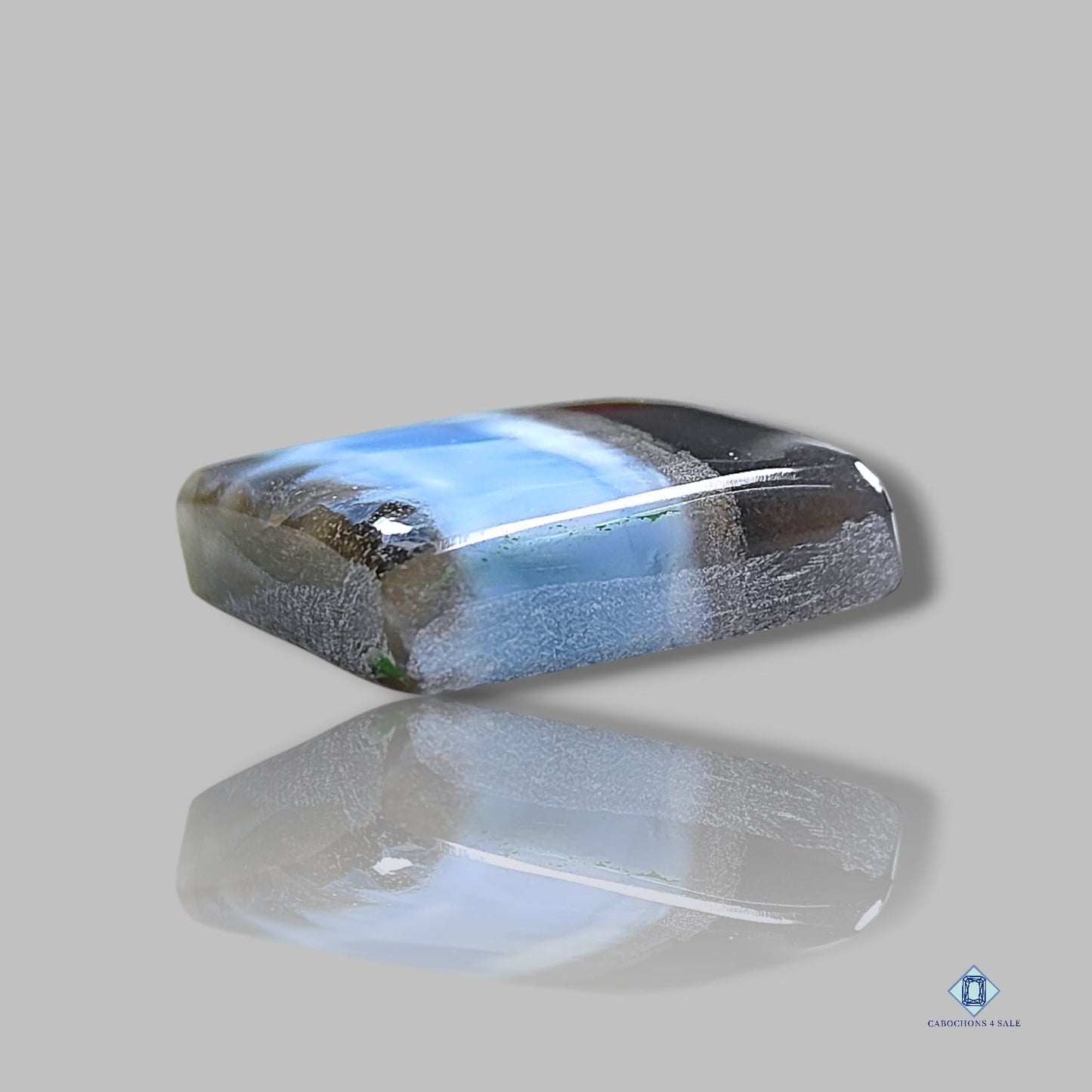 Cabujones rectangulares de ópalo azul bicolor