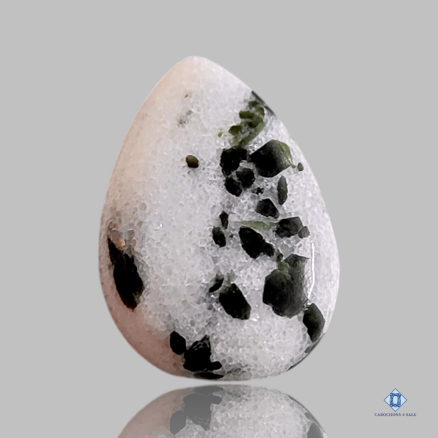 Cabujones de ágata con forma de pera de punto negro