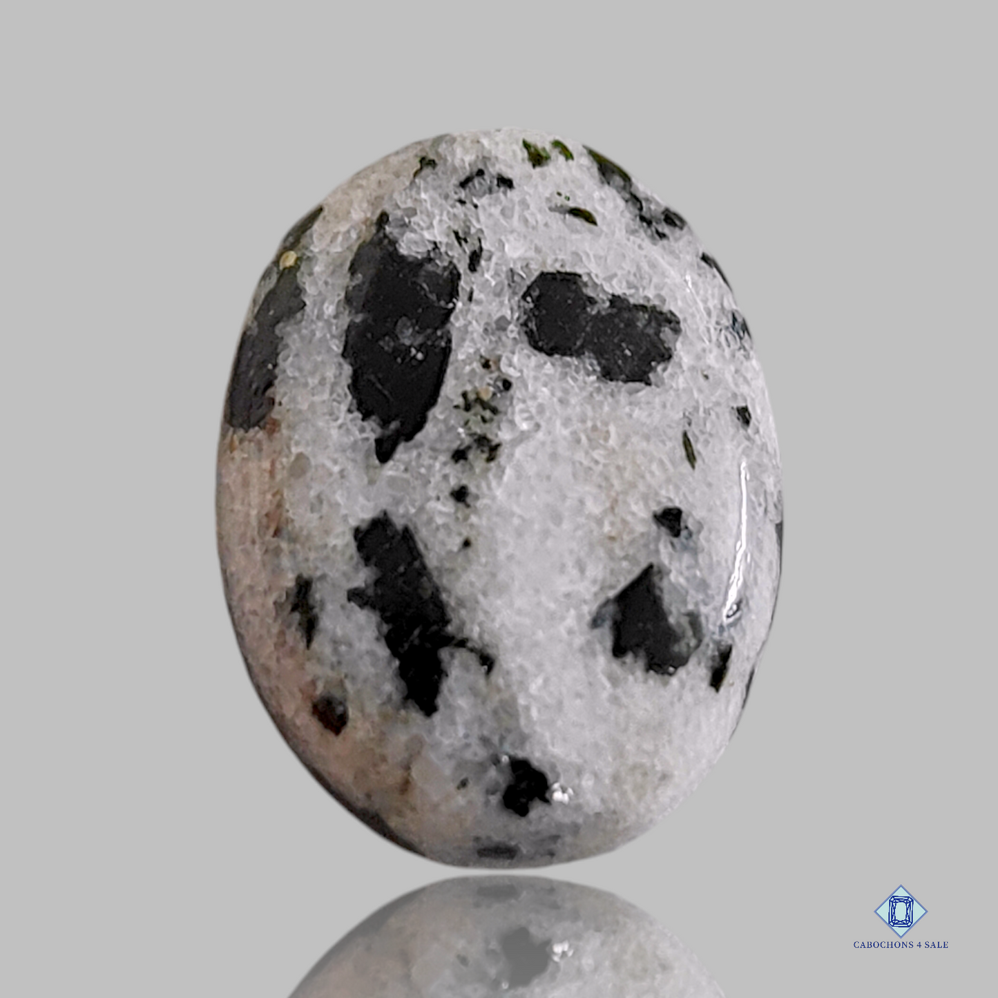 Cabujones ovalados de ágata de punto negro