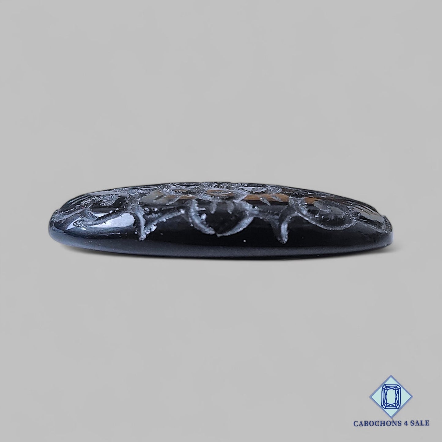 Natural Black Obsidian Gemstone Oval Carvings 40*23*7mm from Mexico available for sale