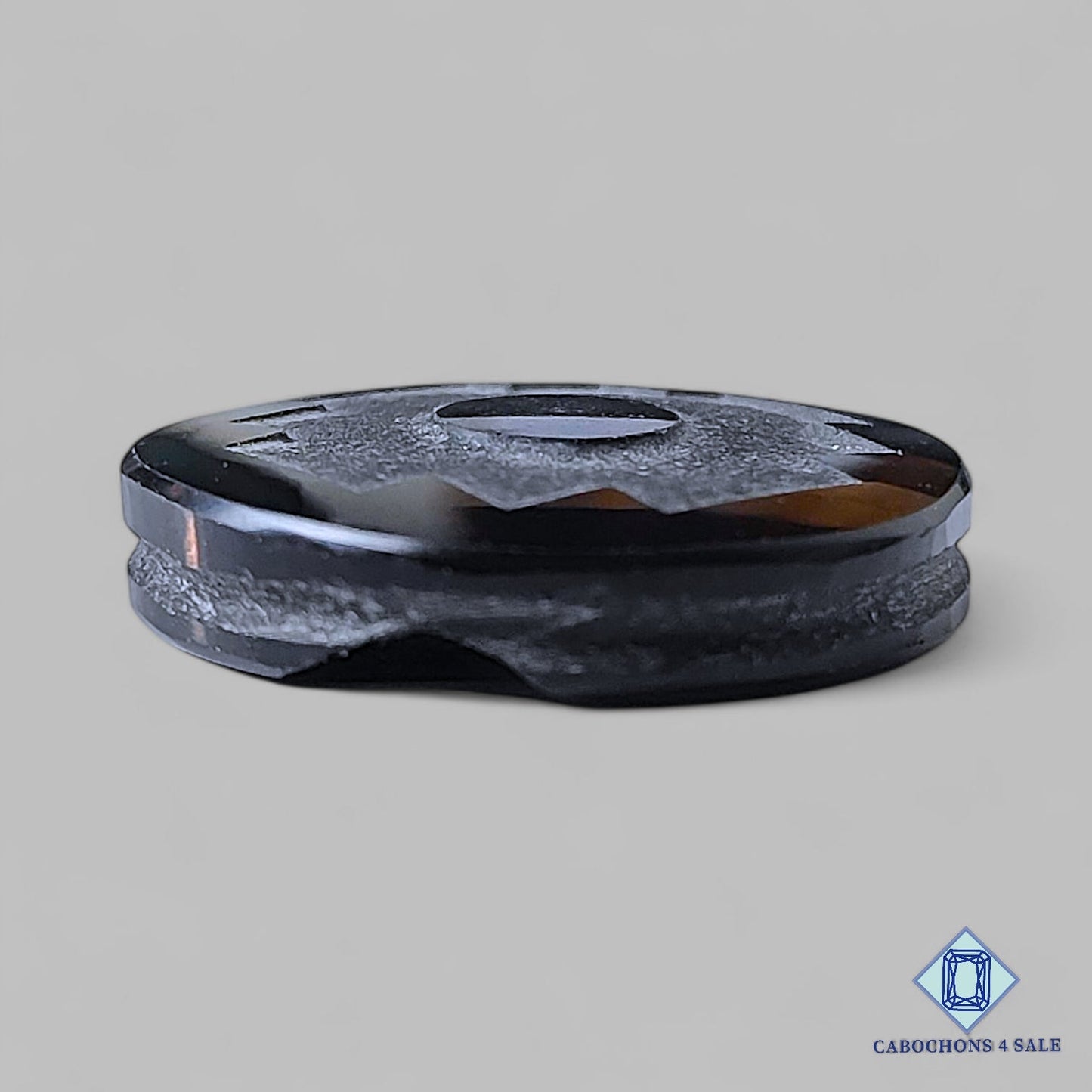 Natural Black Obsidian Gemstone Round Carvings 23*6mm from Mexico available for sale