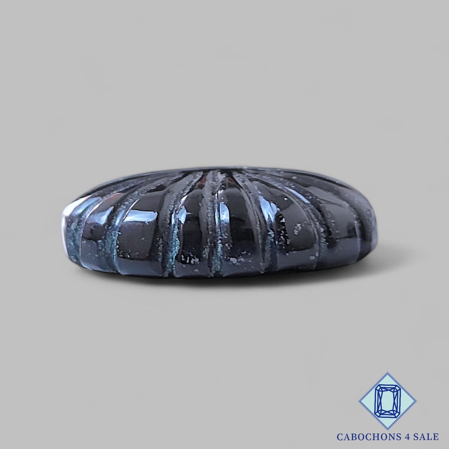 Natural Black Onyx Gemstone Oval Carvings 25*19*7mm from Brazil available for sale