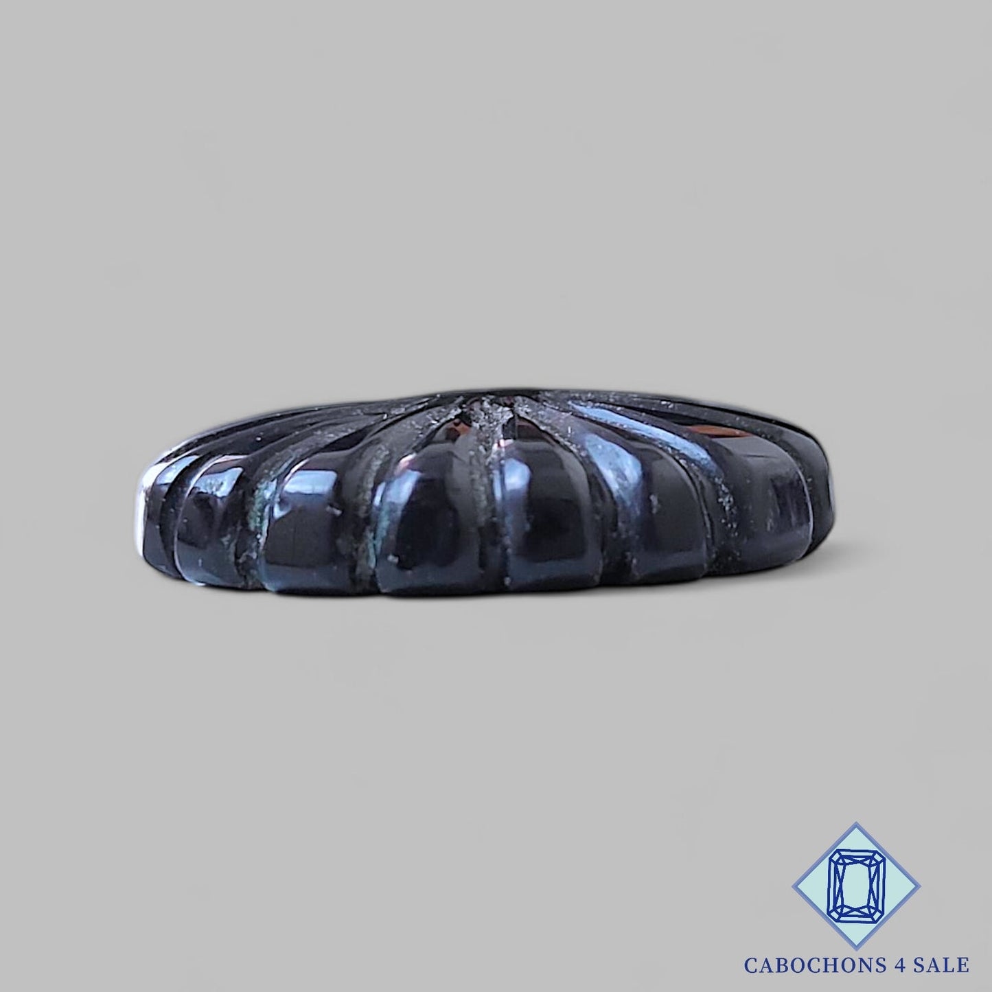Natural Black Onyx Gemstone Oval Carvings 25*19*6mm from Brazil available for sale