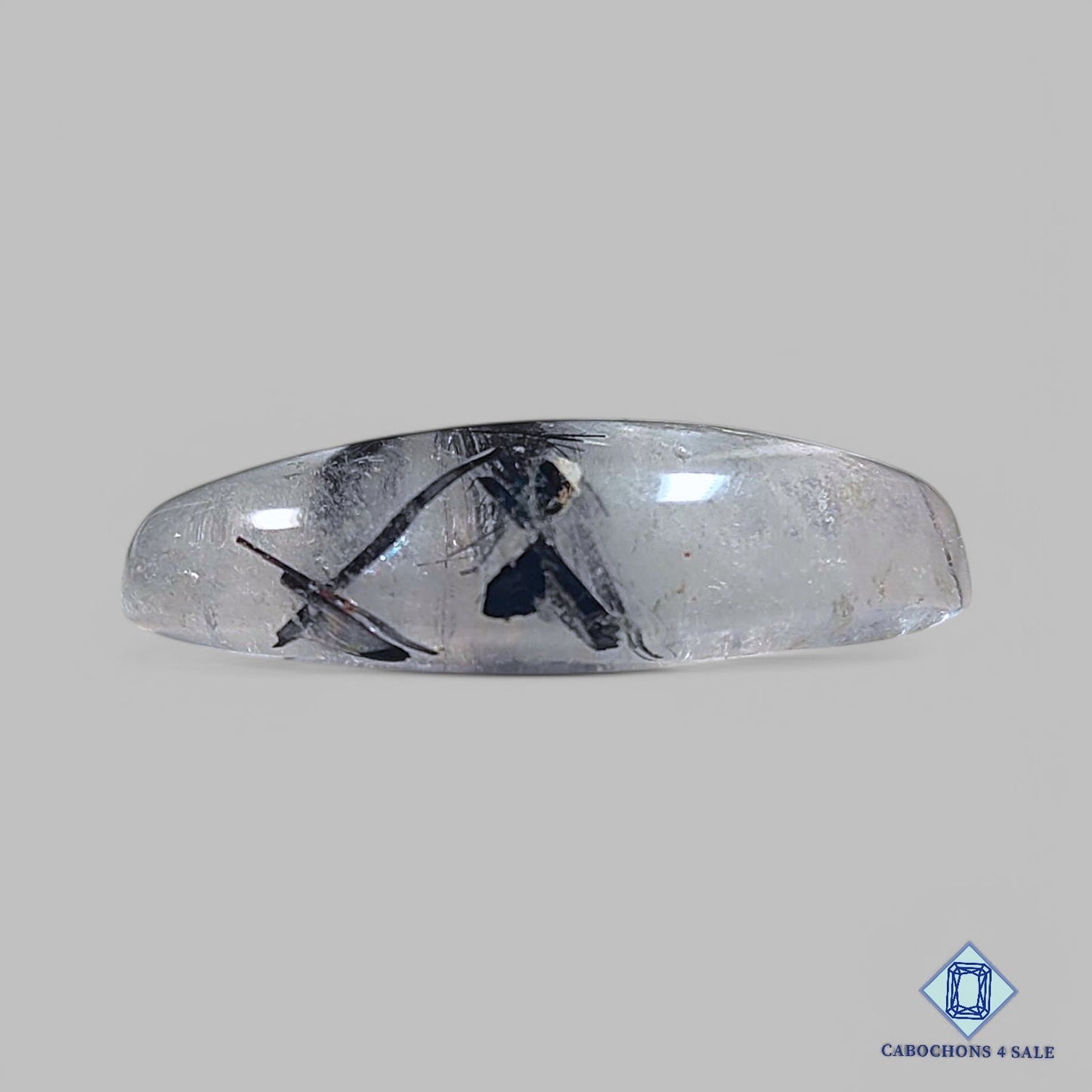 Natural Black Rutile Quartz Gemstone Oval Cabochons 31*18*8mm from Brazil available for sale