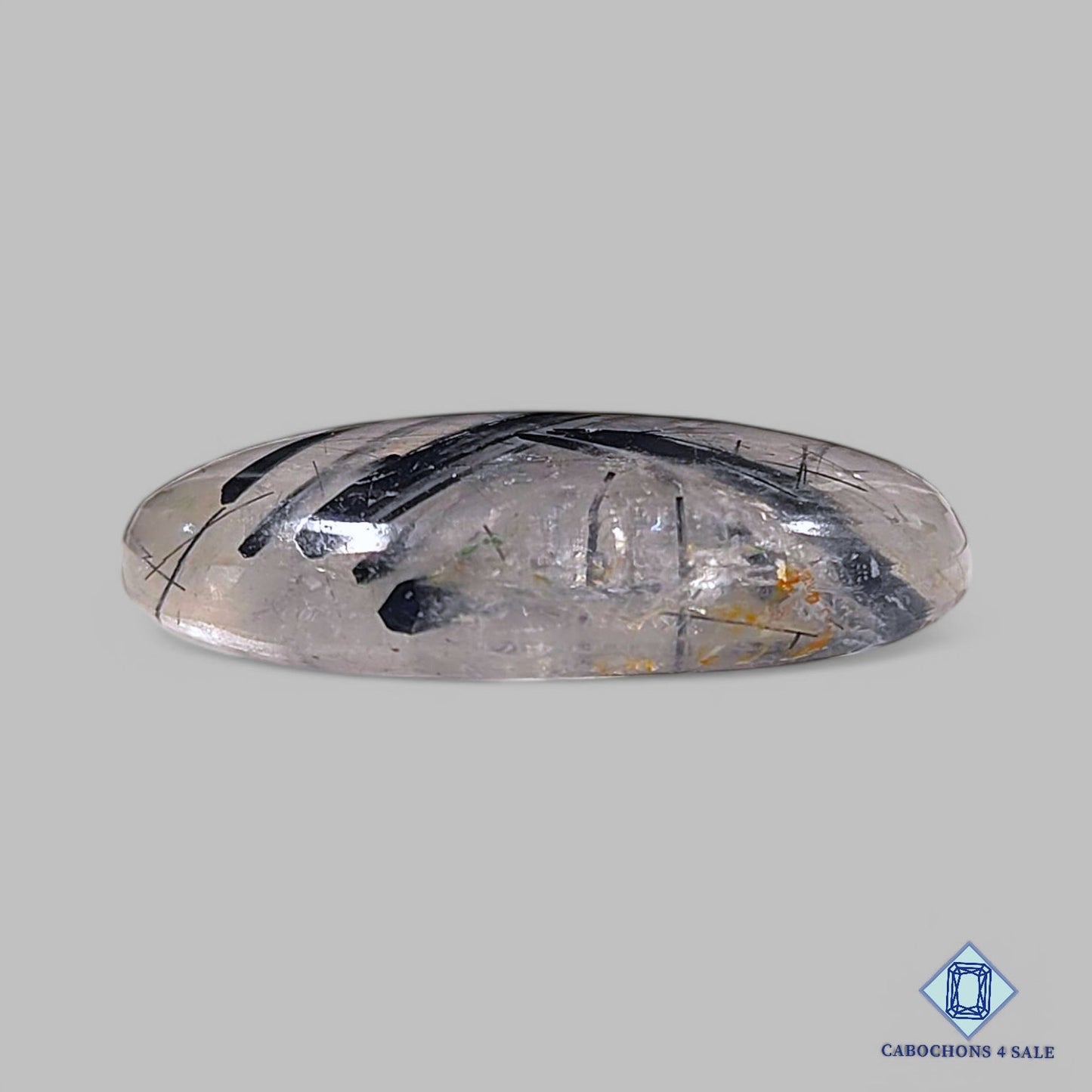 Natural Black Rutile Quartz Gemstone Oval Cabochons 27*20*7mm from Brazil available for sale