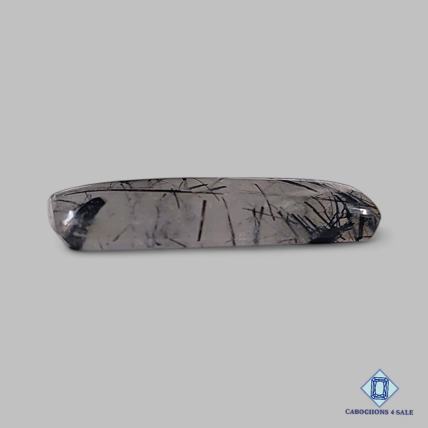 Cabujones rectangulares de cuarzo rutilado negro natural de 27 x 13 x 4 mm, de Brasil, disponibles para la venta.