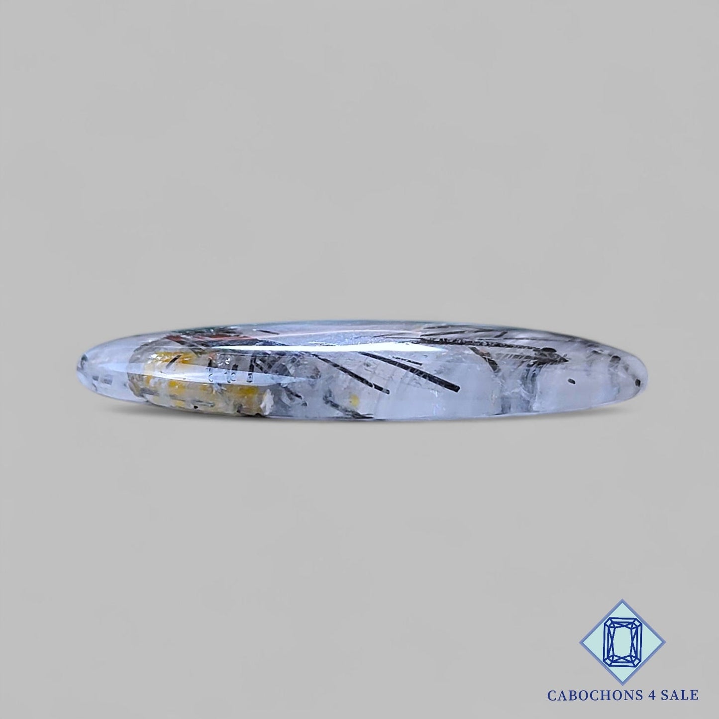 Natural Black Rutile Quartz Gemstone Oval Cabochons 40*21*4mm from Brazil available for sale