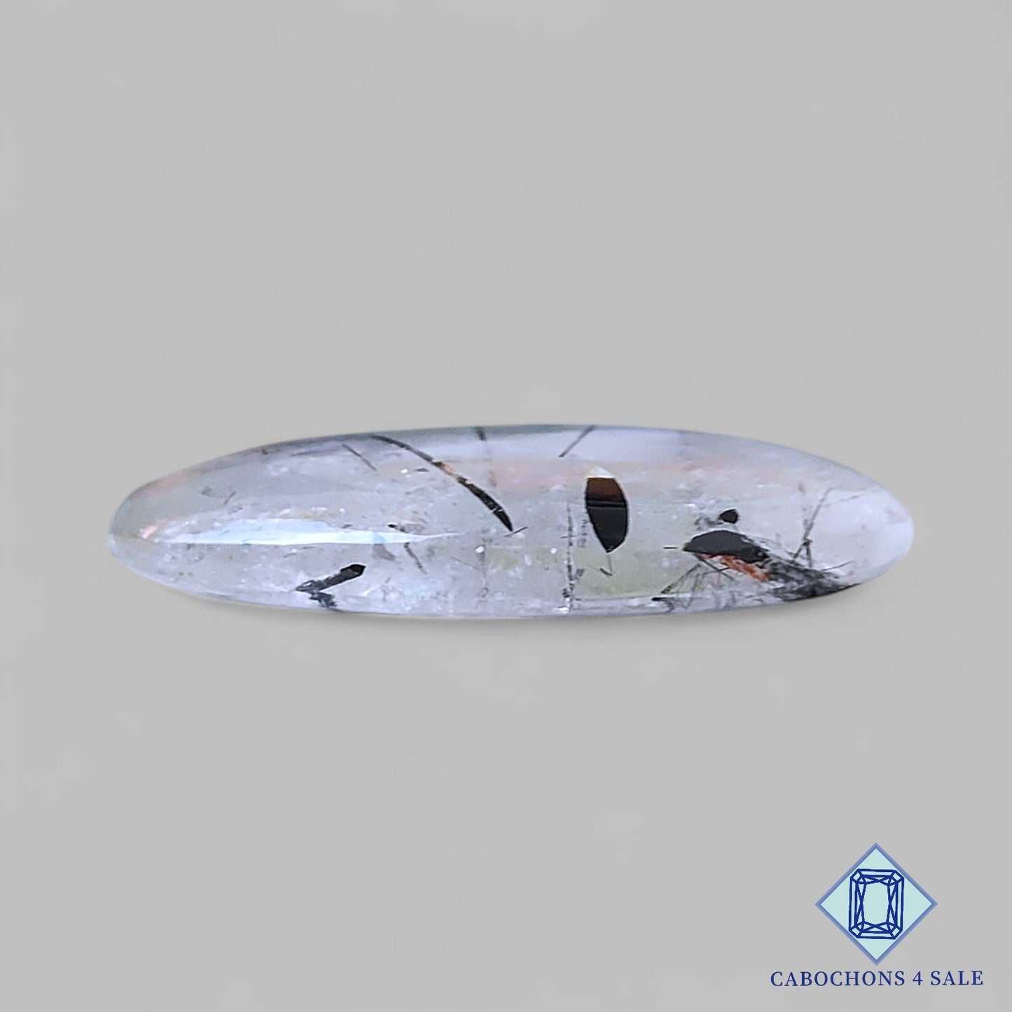 Natural Black Rutile Quartz Gemstone Oval Cabochons 34*24*5mm from Brazil available for sale