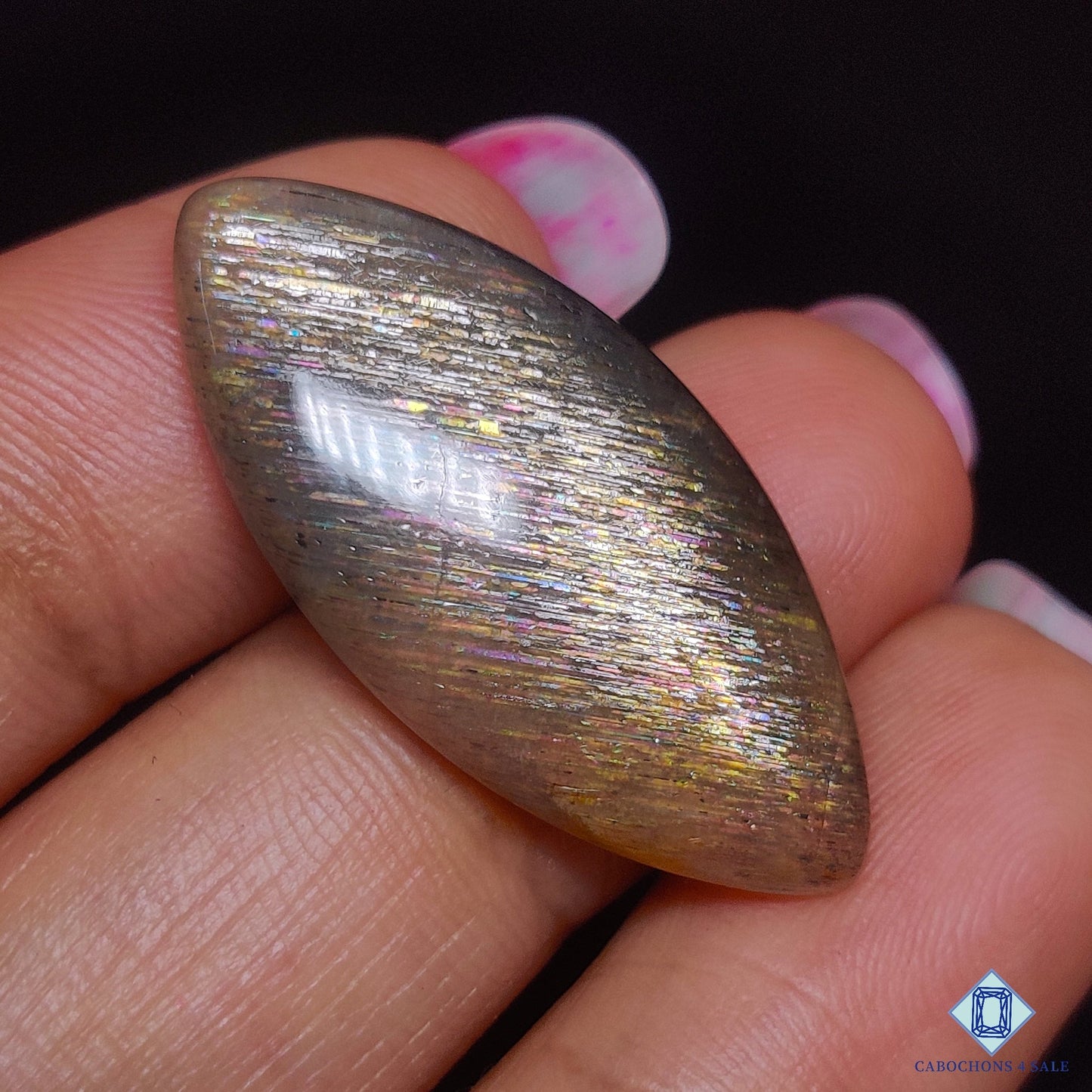 Black Shine Rainbow Lattice Sunstone