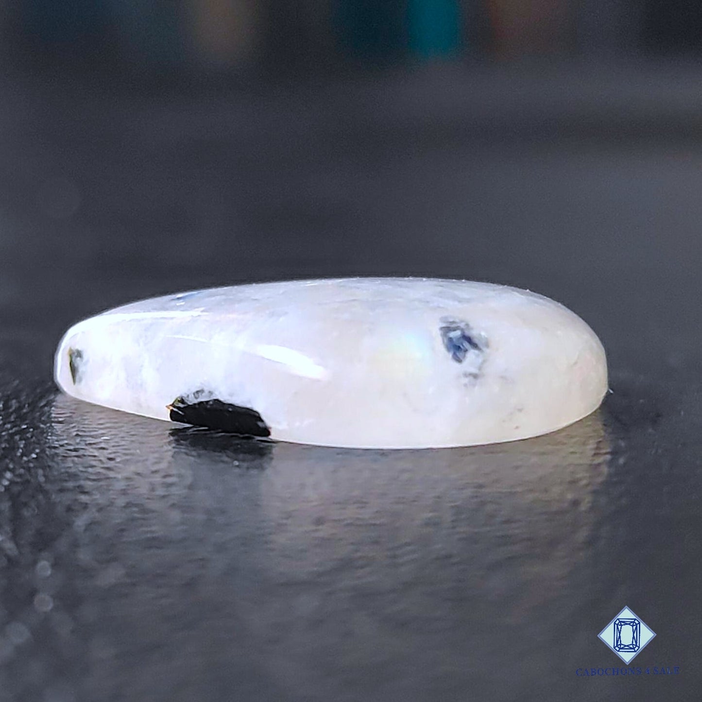 Cabujones de piedra lunar turmalina negra natural en forma de pera de 25 x 18 x 5 mm, procedentes de Alemania, disponibles para la venta.