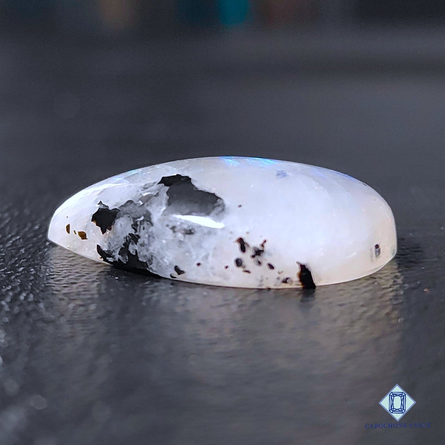 Natural Black Tourmalated Moonstone Gemstone Pear Cabochons 25*16*7mm from Germany available for sale