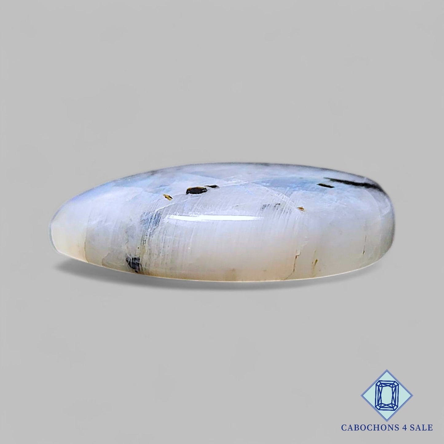 Natural Black Tourmalated Moonstone Gemstone Pear Cabochons 34*34*8mm from India available for sale