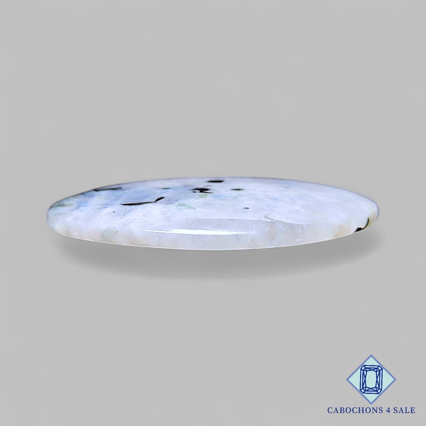 Natural Black Tourmalated Moonstone Gemstone Oval Cabochons 57*47*7mm from India available for sale