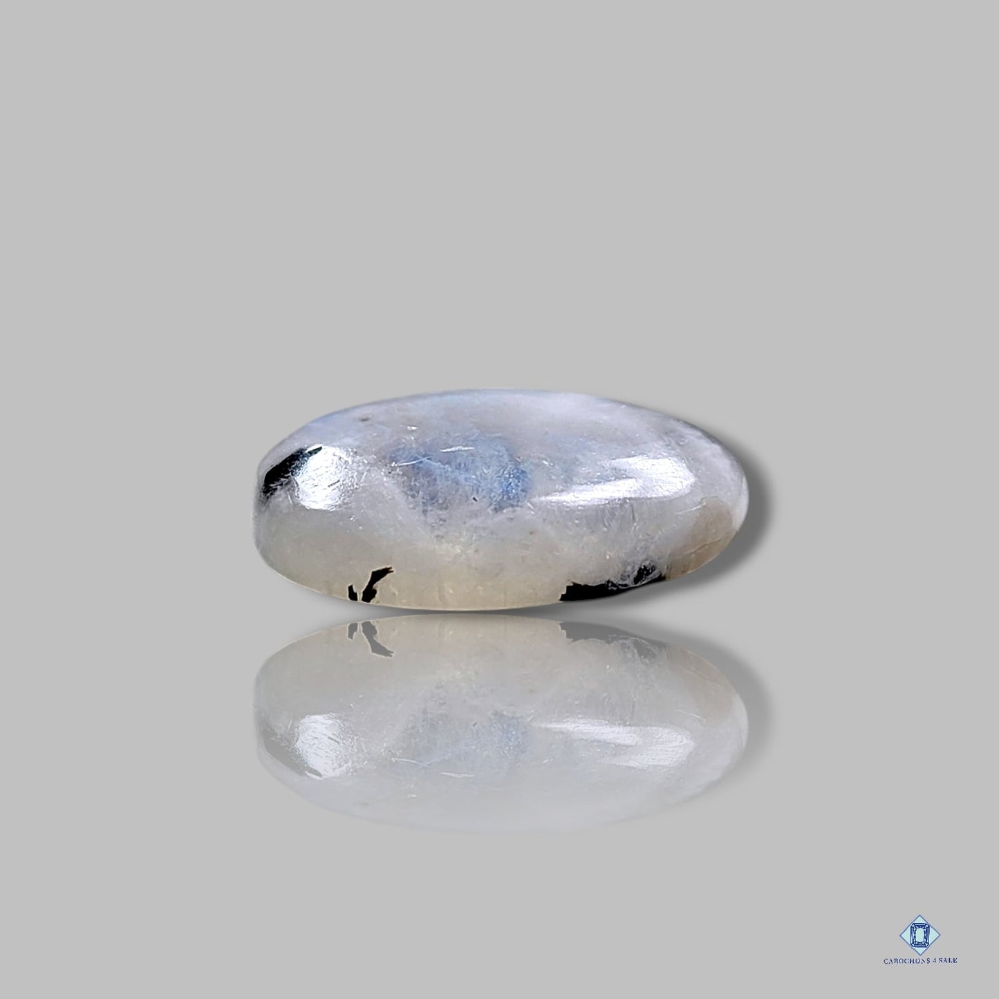 Cabujones ovalados de piedra lunar turmalada negra