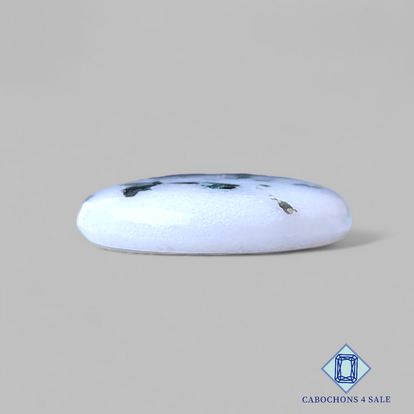 Cabujones redondos de ágata de punto negro de 24 x 5 mm