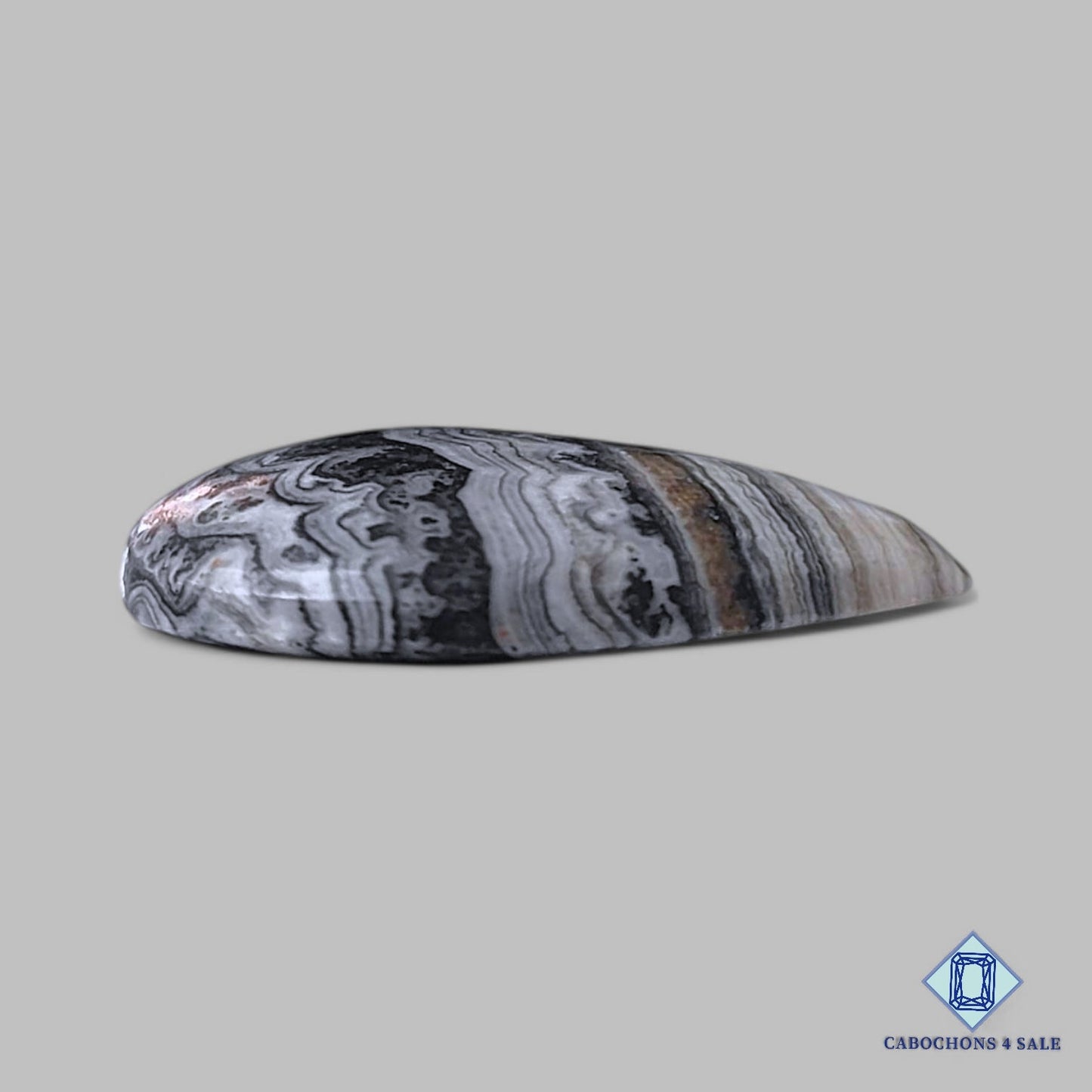 Natural Black Zebra Onyx Gemstone Pear Cabochons 24*19*4mm from Mexico available for sale