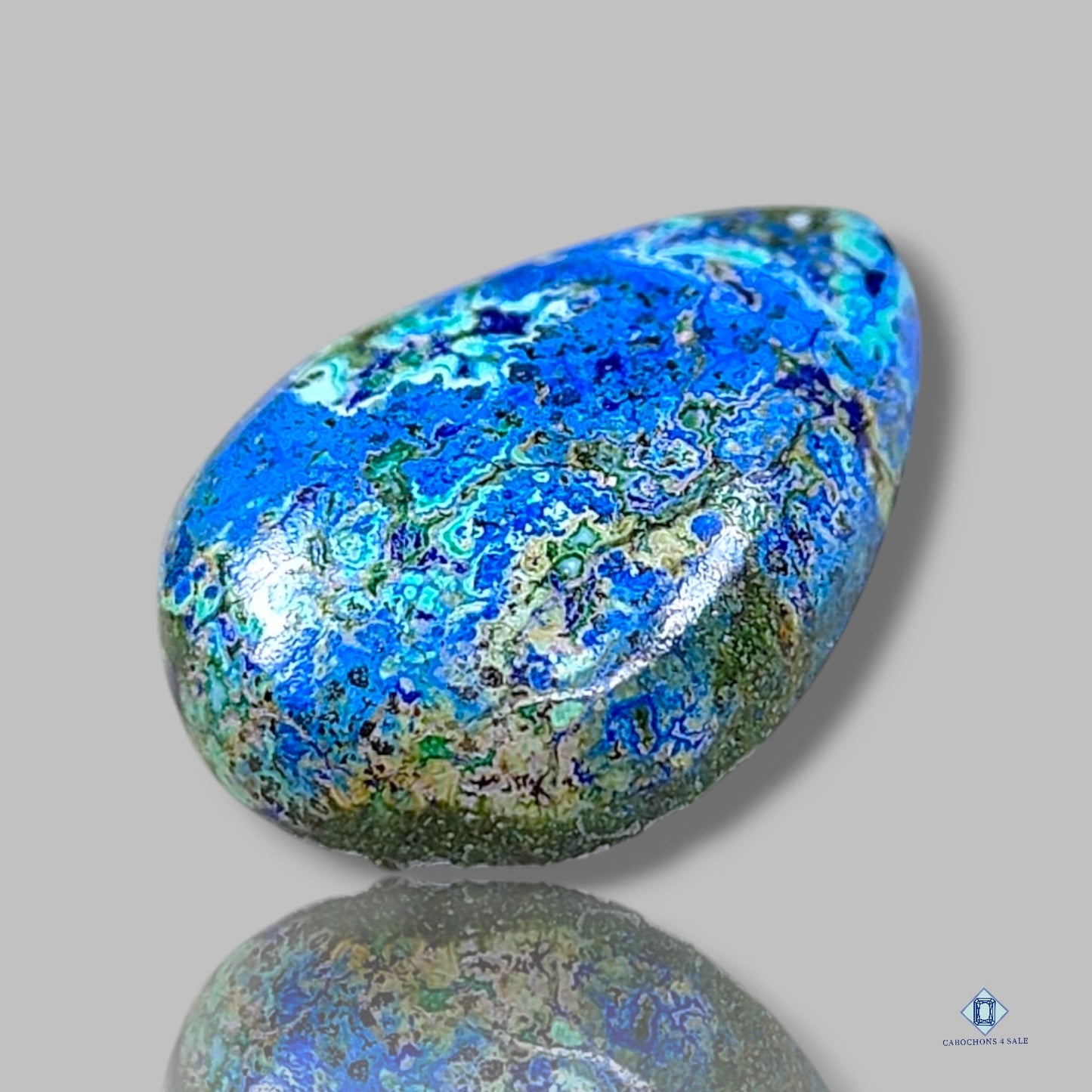 Cabujones de azurita en forma de pera de pájaro azul