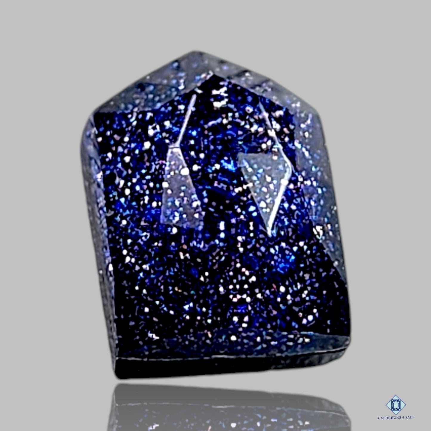 Blue Gold Stone + Crystal Quartz Doublets Pentagon Doublets