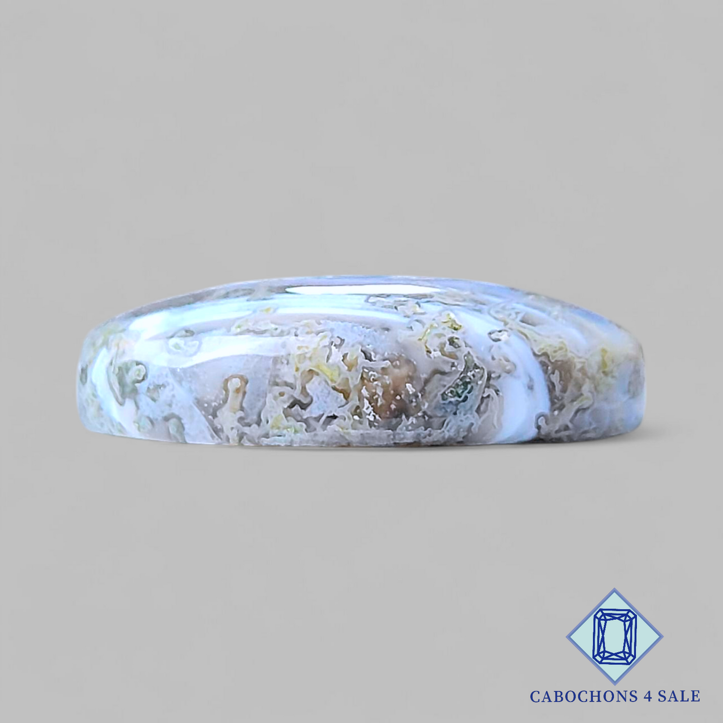 Cabujones ovalados de ágata musgosa azul