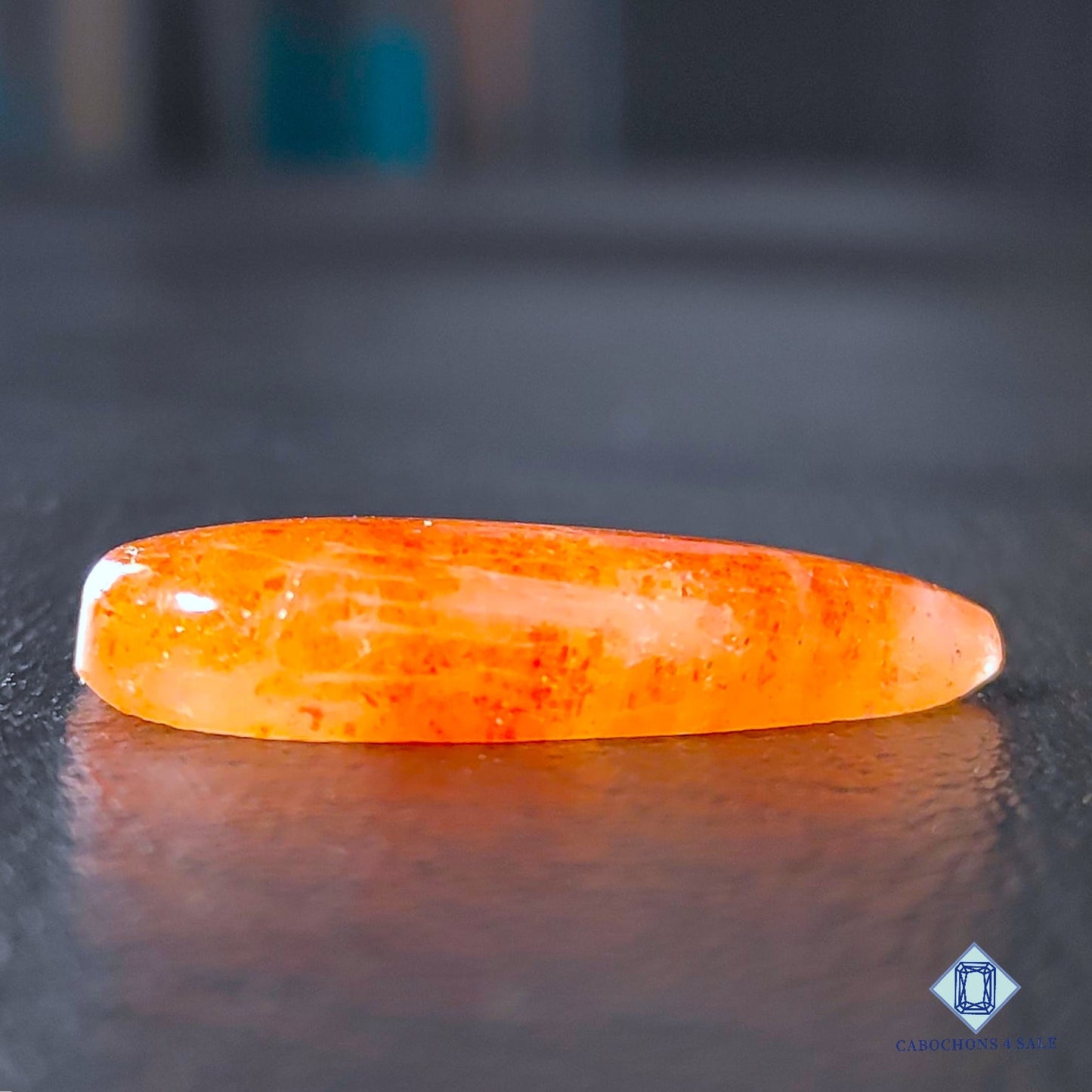 Natural Confetti Sunstone Gemstone Pear Cabochons 30*14*6mm from Tanzania available for sale