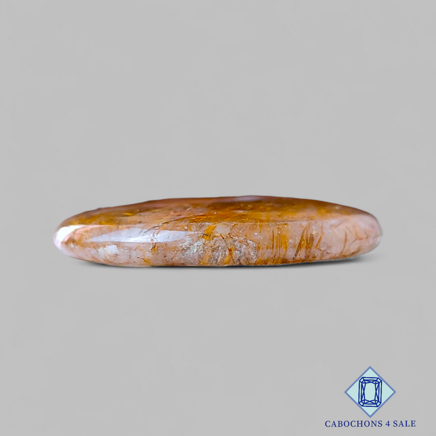 Cabujones redondos de cuarzo rutilado de cobre de 40 x 6 mm