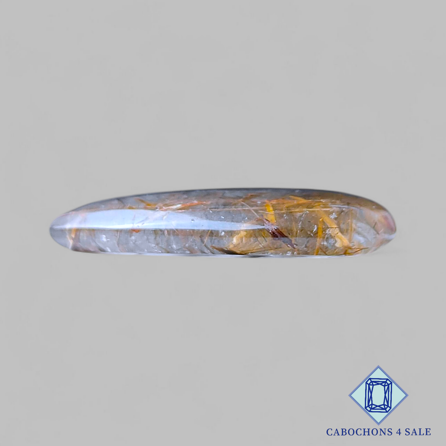 Copper with Black Rutile Quartz Pear Cabochons 32*24*5mm