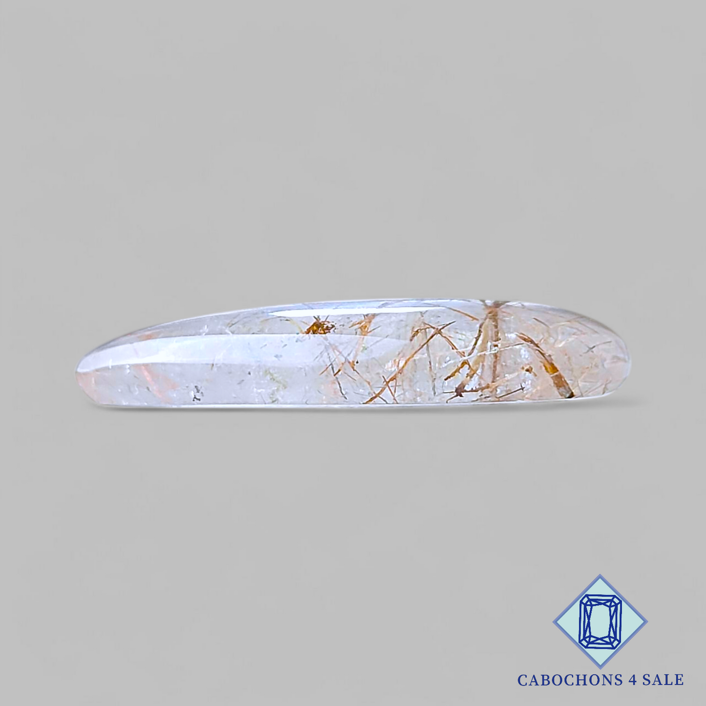 Copper with Black Rutile Quartz Pear Cabochons