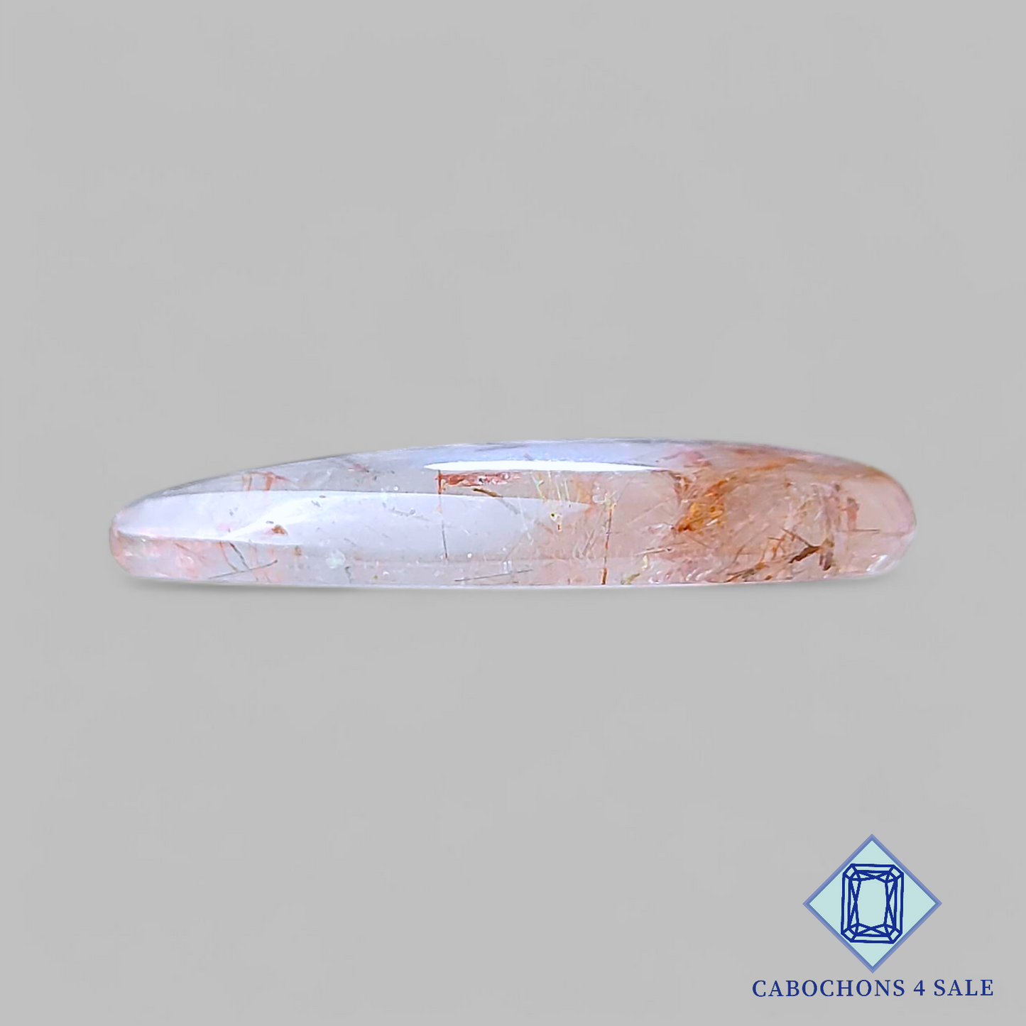 Copper with Black Rutile Quartz Pear Cabochons