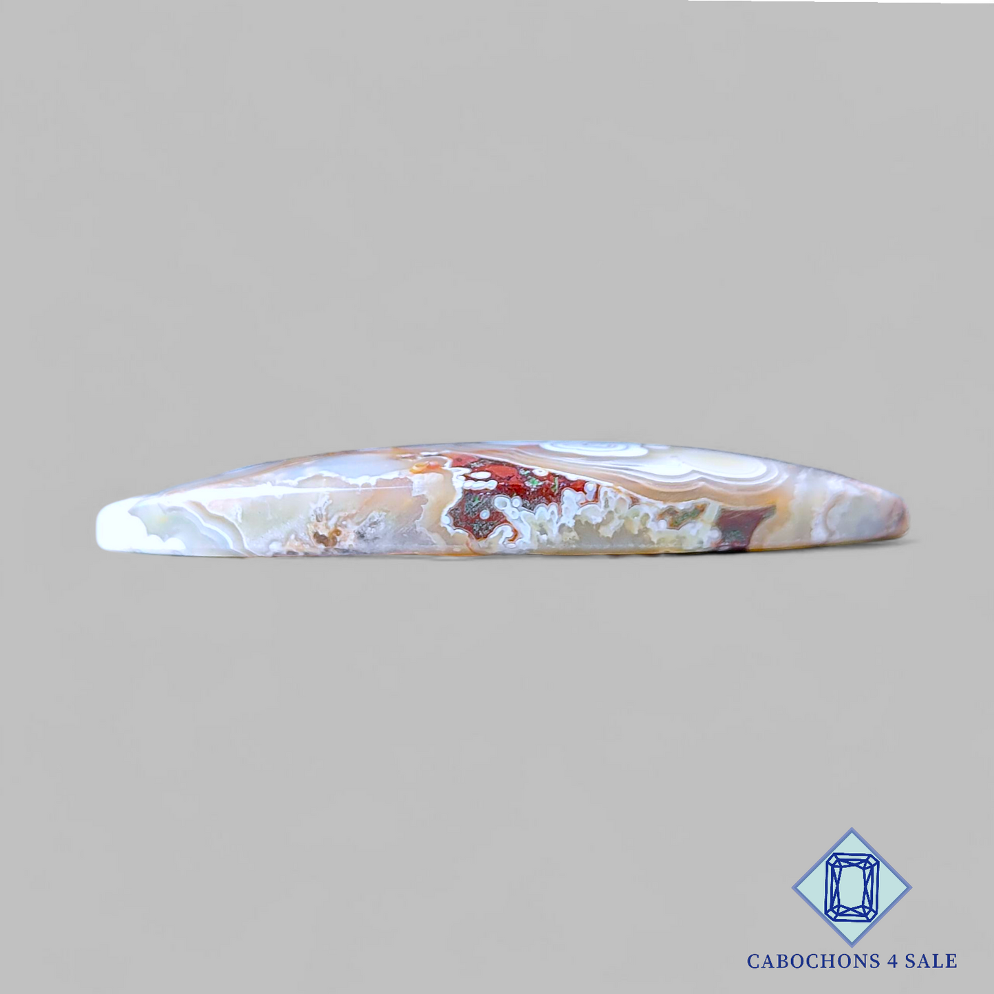 Cabujones de ágata con encaje loco, talla marquesa, 50 x 18 x 6 mm