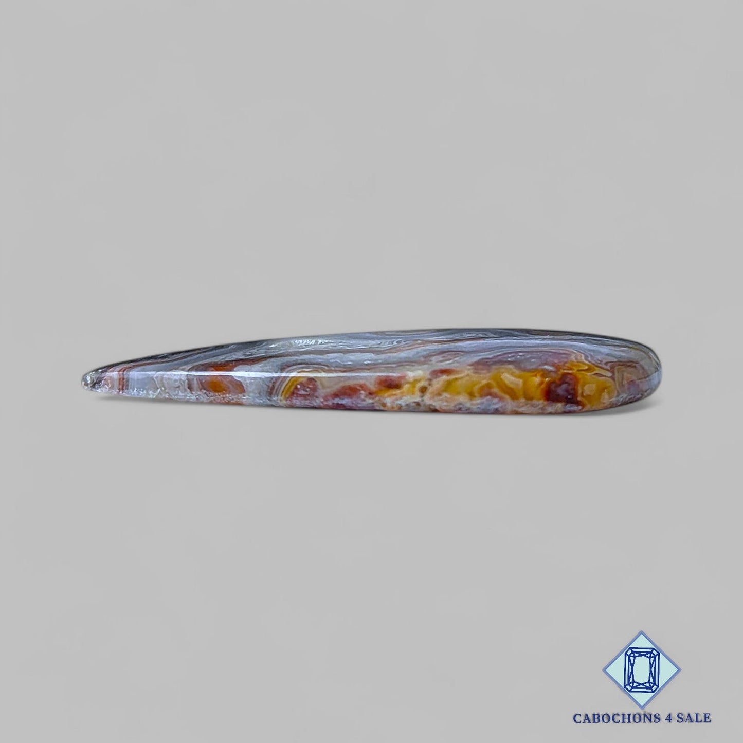 Cabujones de ágata de encaje loco natural de 47 x 30 x 4 mm, de México, disponibles para la venta.