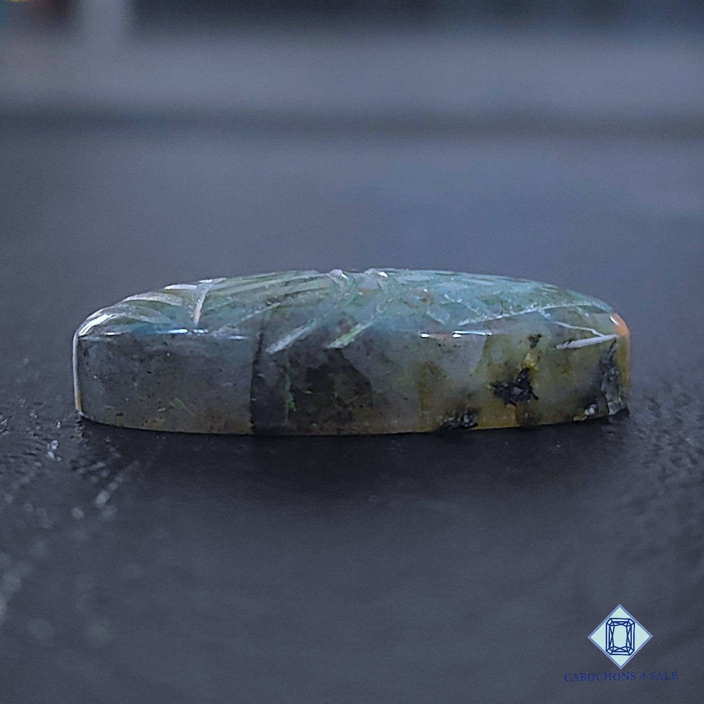 Natural Yellow Labradorite Gemstone Oval Carvings 26*14*6mm from Madagascar available for sale