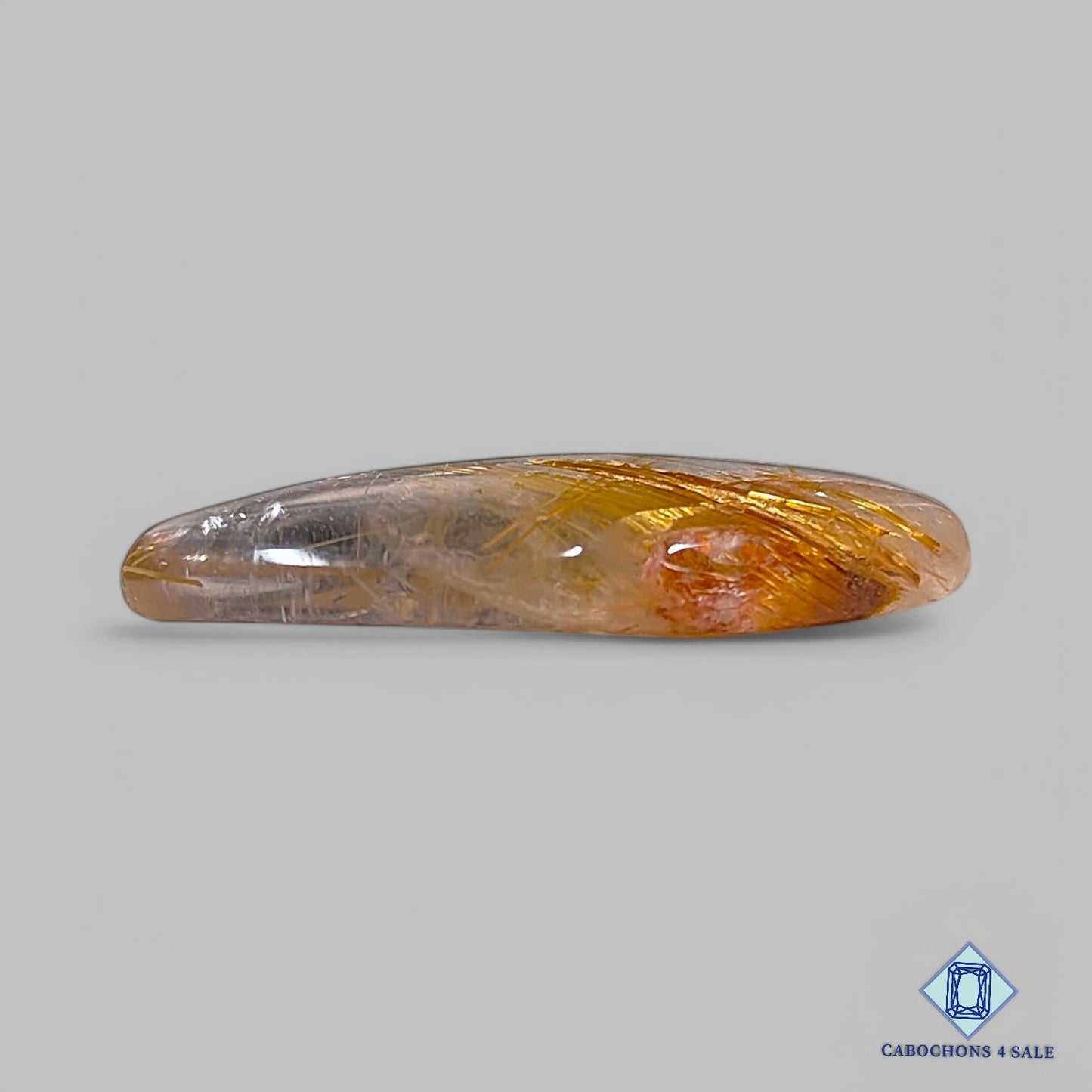 Natural Golden Rutile Quartz Gemstone Oval Cabochons 29*13*5mm from Brazil available for sale