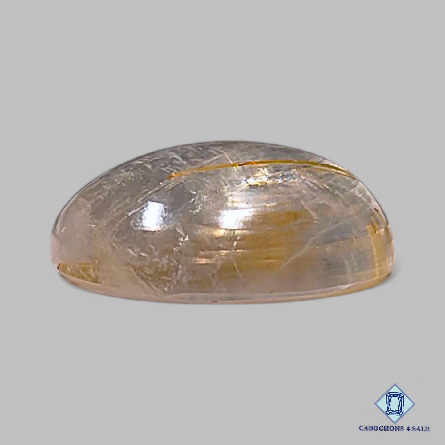 Cabujones redondos de cuarzo rutilado dorado natural de 16 x 6 mm, de Brasil, disponibles para la venta.