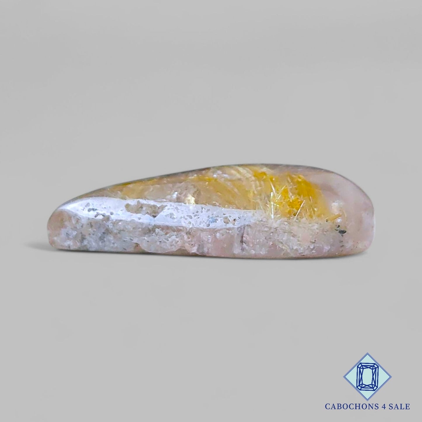 Cabujones de cuarzo rutilado dorado natural en forma de pera, 28 x 17 x 6 mm, de Brasil, disponibles para la venta.