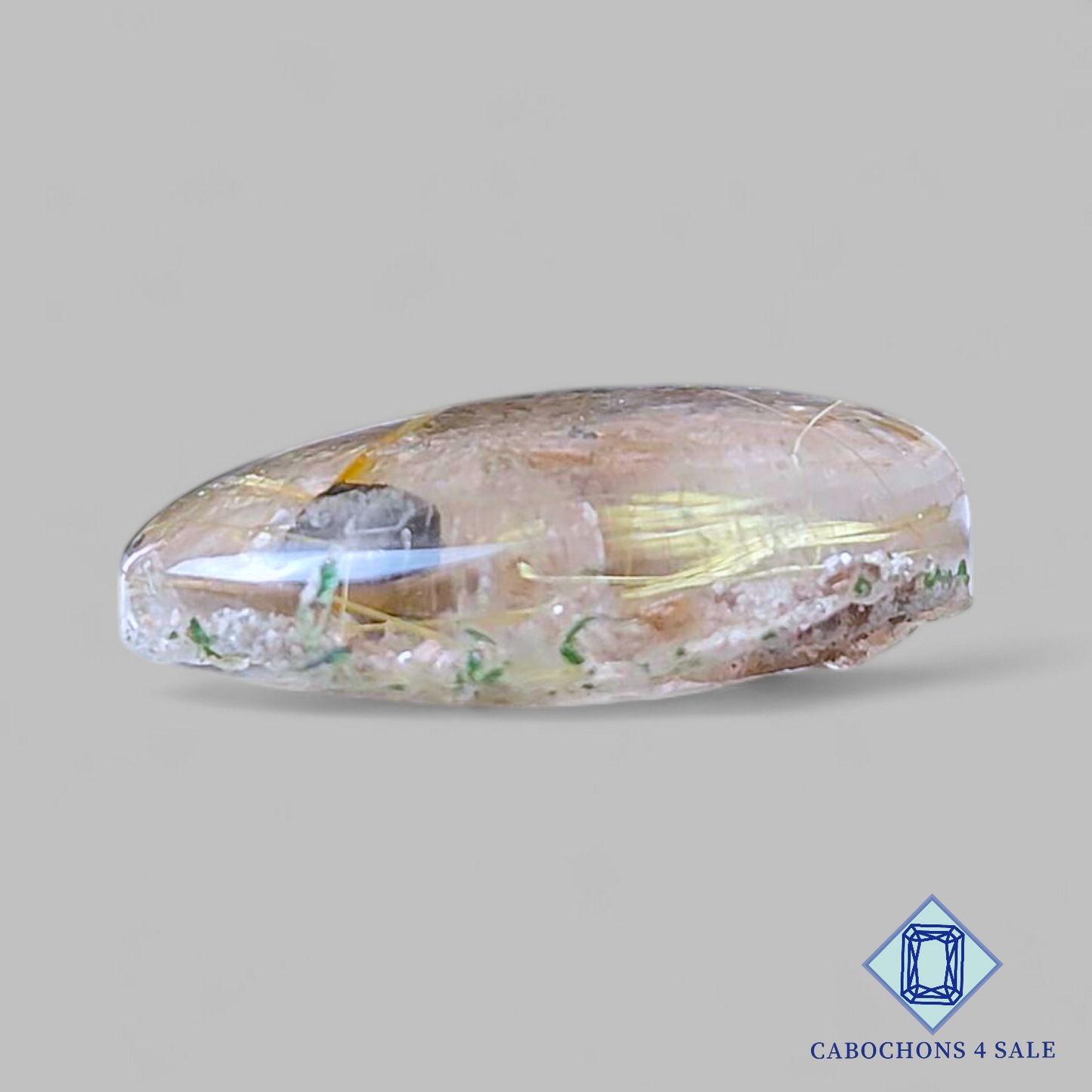 Cabujones ovalados de cuarzo rutilo dorado