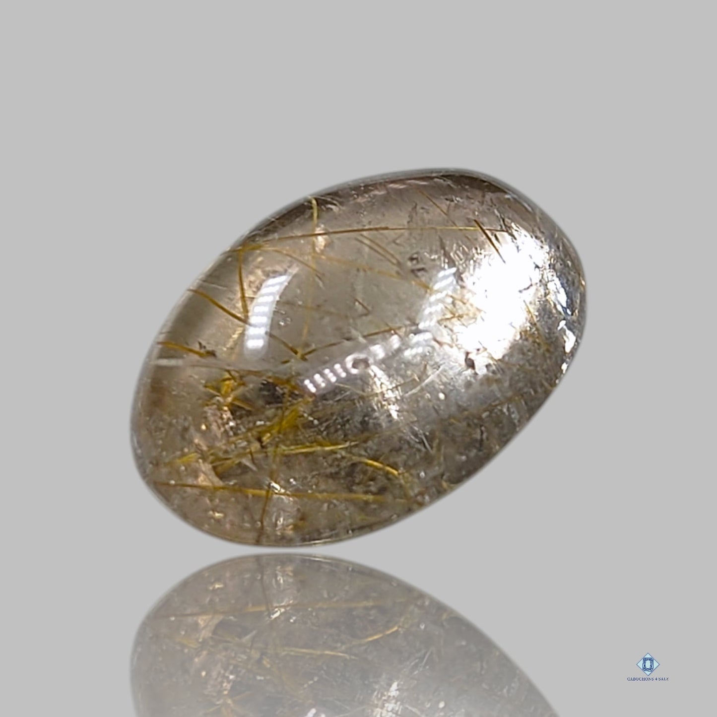 Cabujones ovalados de cuarzo rutilo dorado