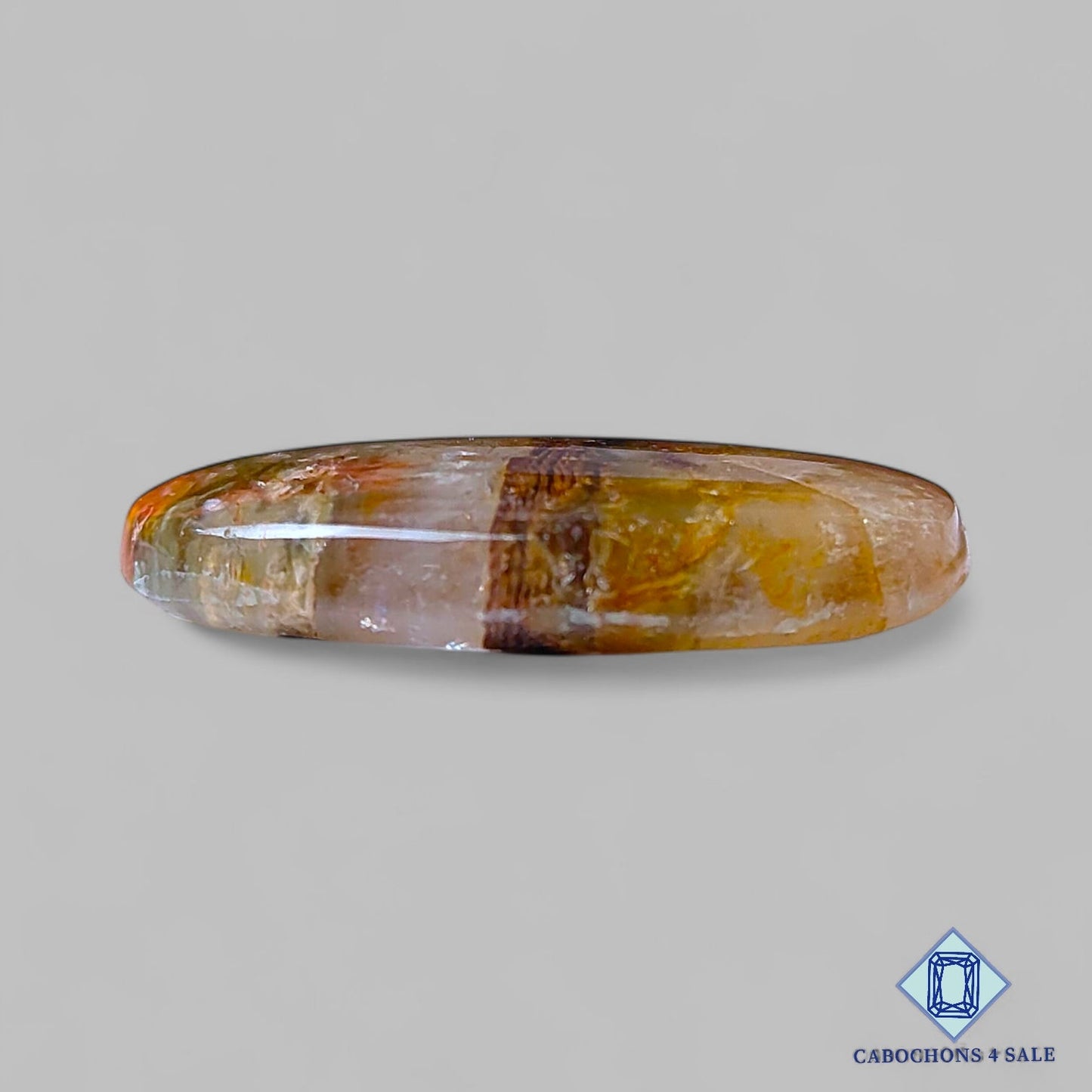 Cabujones ovalados de piedra preciosa de cacoxenita verde natural de 34 x 25 x 7 mm, procedentes de Brasil, disponibles para la venta.