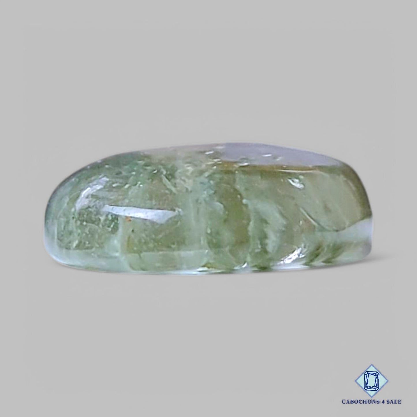 Natural Green Cacoxenite Rutile Quartz Gemstone Oval Cabochons 33*16*5mm from Brazil available for sale